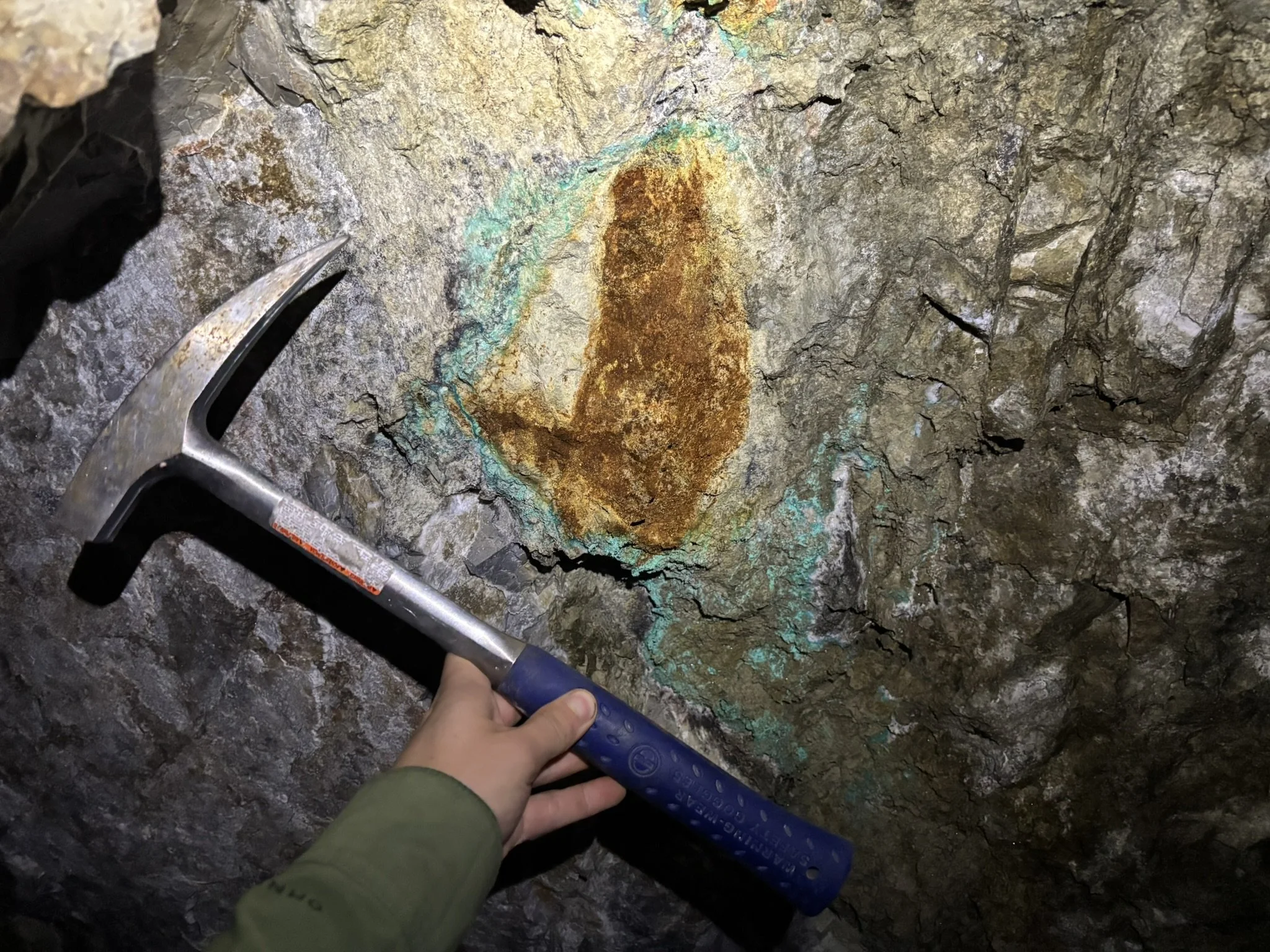 Pod of polymetallic mineralization inside the Kasper Tunnel at the Hilltop project.