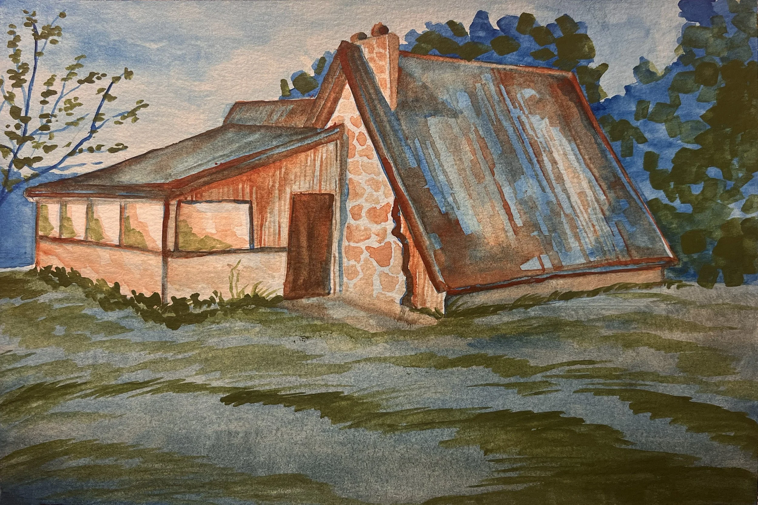 "A-Frame," Jackson County OH -- Watercolor, 2025