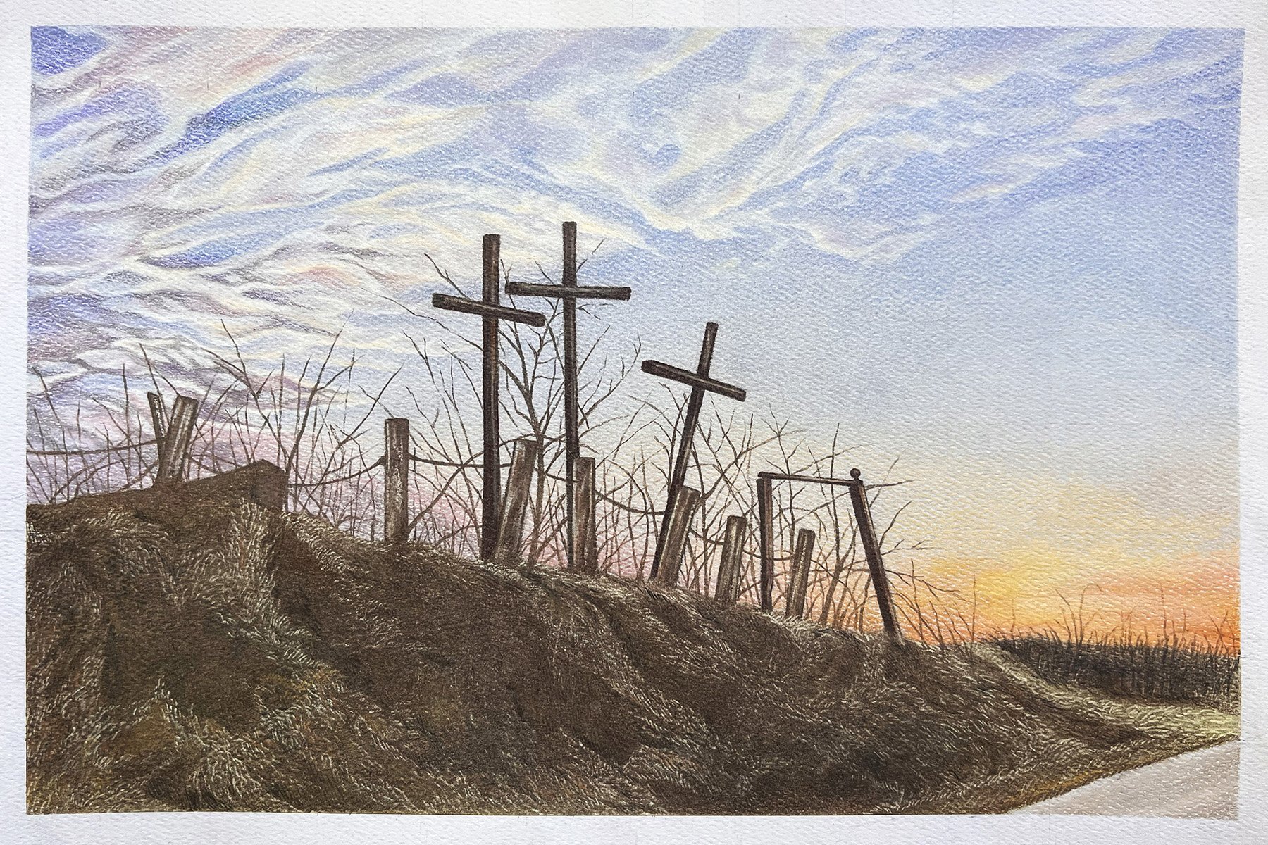 "Almost Heaven II - Love, Stiff & Still," Colored Pencil & Pastel