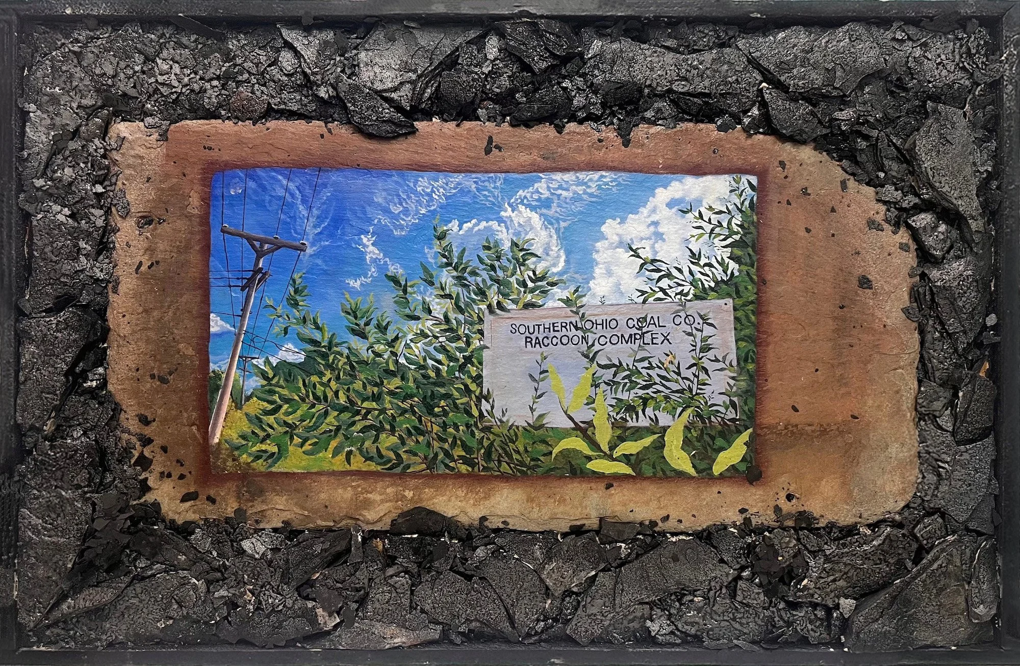 'Settled Dust,' Oil on Reclaimed Roofing Slate, Acid Mine Drainage, & Coal, 2025