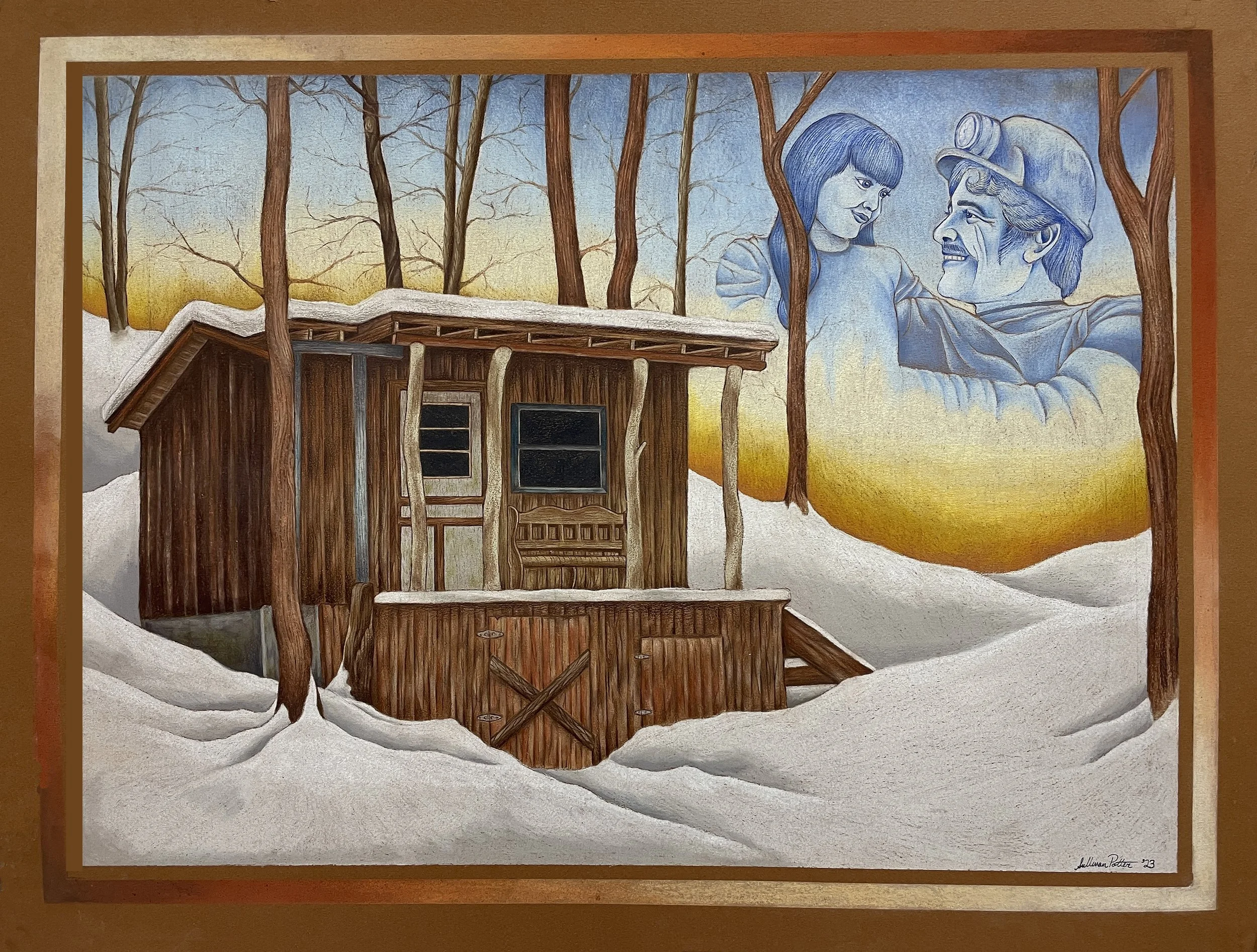"Memories of a Coal Miner's Daughter," Colored Pencil, 2023