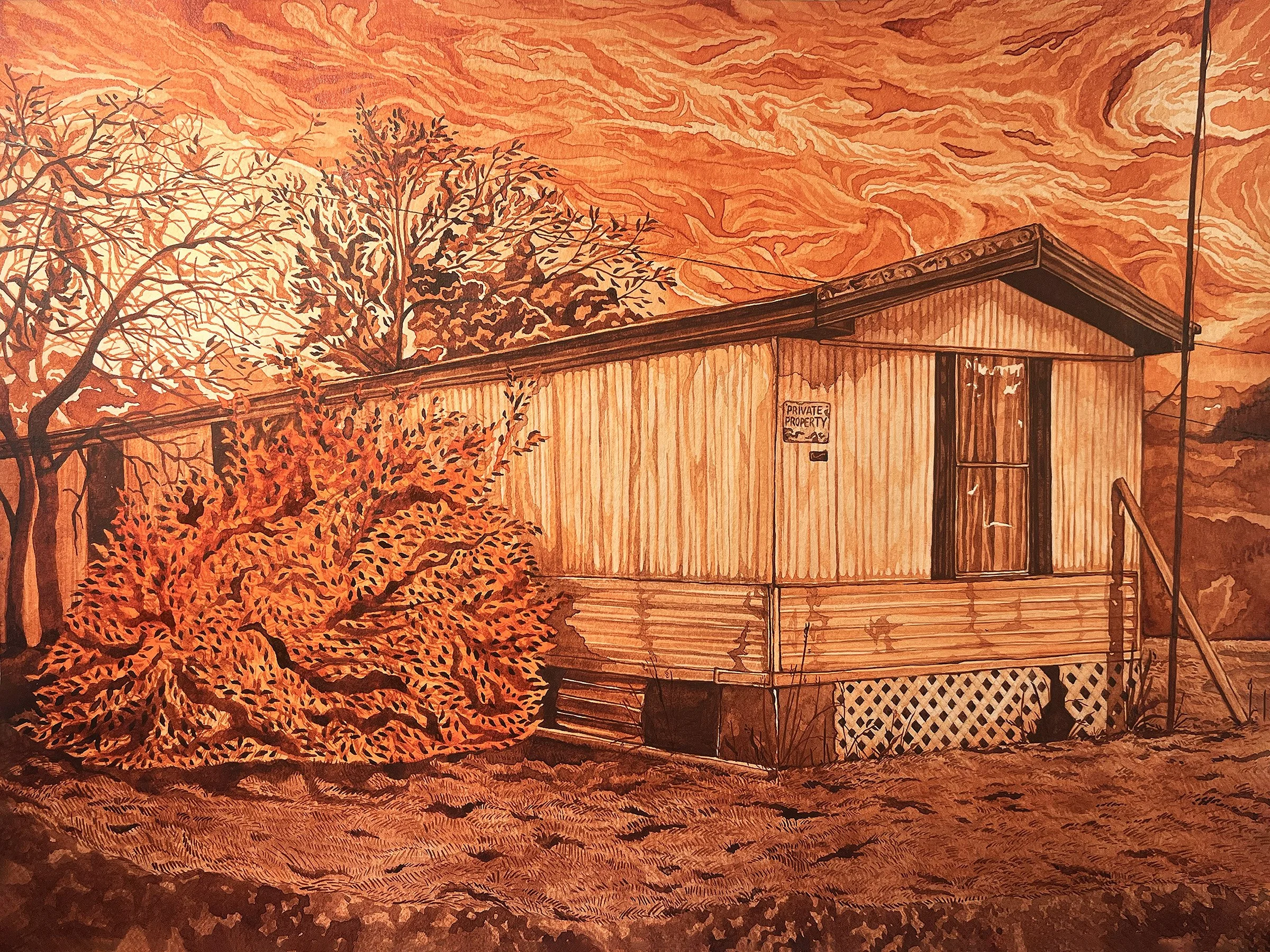 "The Modern American Homestead I," Watercolor