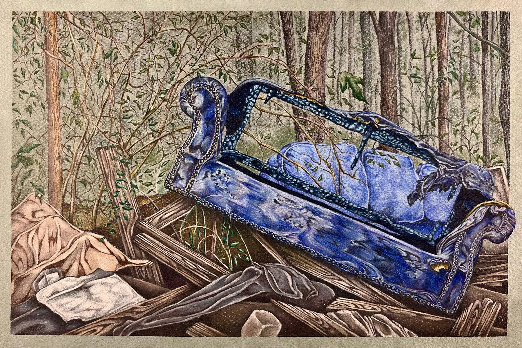 "Almost Heaven III - Trashed," Colored Pencil & Pastel