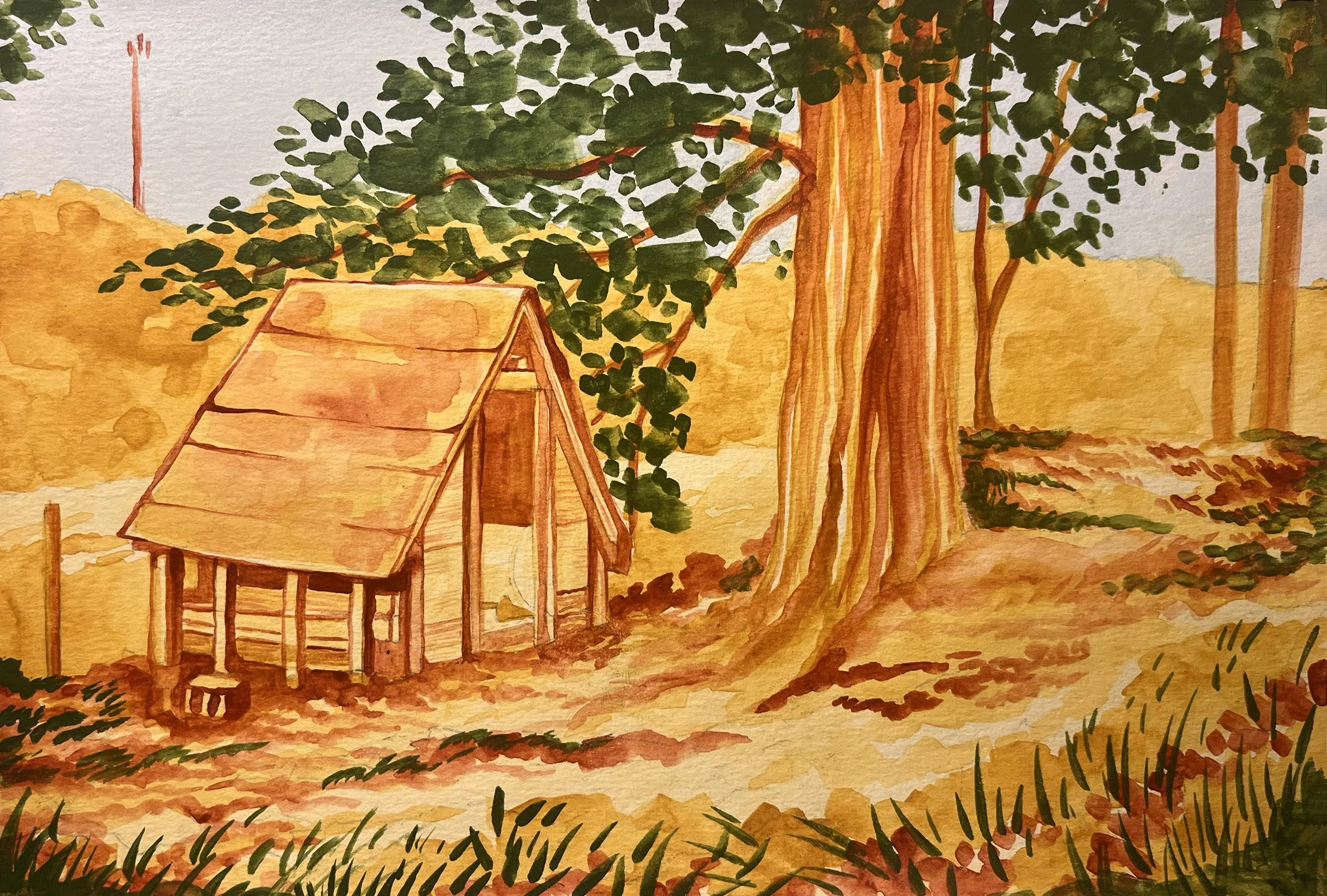 "Mule Lot," Jackson County OH -- Watercolor, 2025 