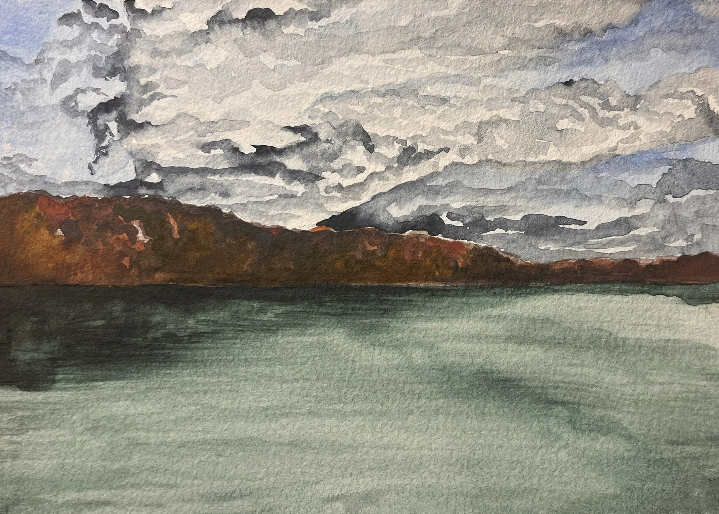 "Lake Logan," Hocking County OH -- Watercolor, 2025