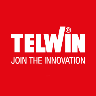 Red background with white text that says "TELWIN" and "JOIN THE INNOVATION".
