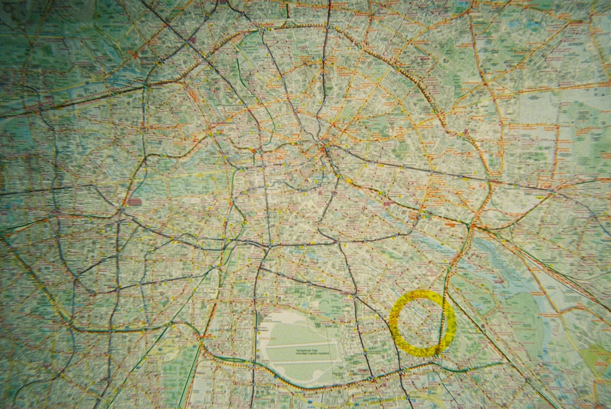 A detailed city map of Chicago, Illinois, showing streets, highways, and various neighborhoods with a yellow circle around a specific area.