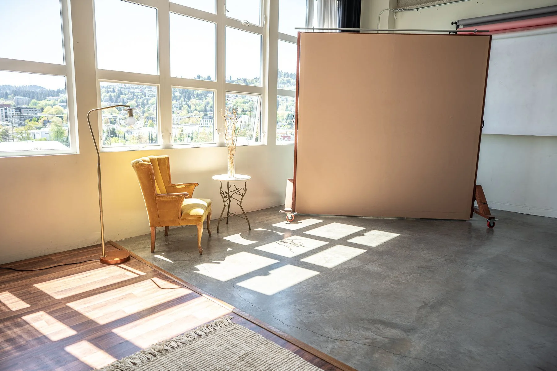 Photography space in a large open room