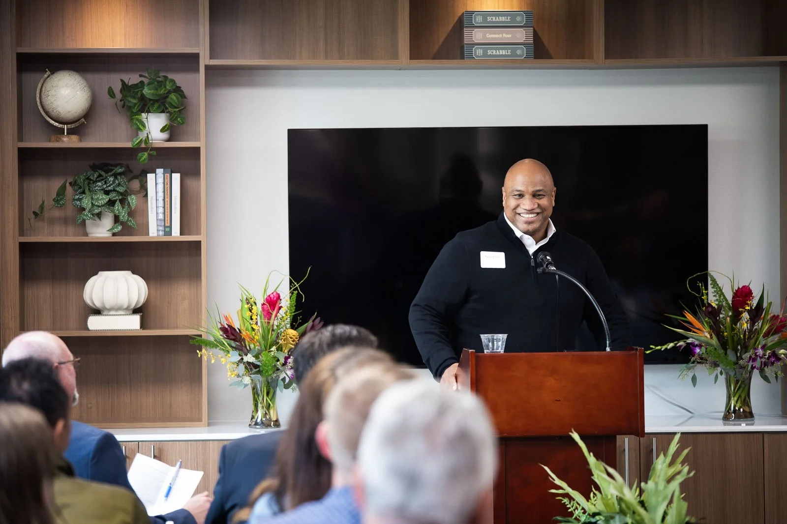 Gresham's Mayor, Travis Stovall, addressing the crowd at a affordable housing opening