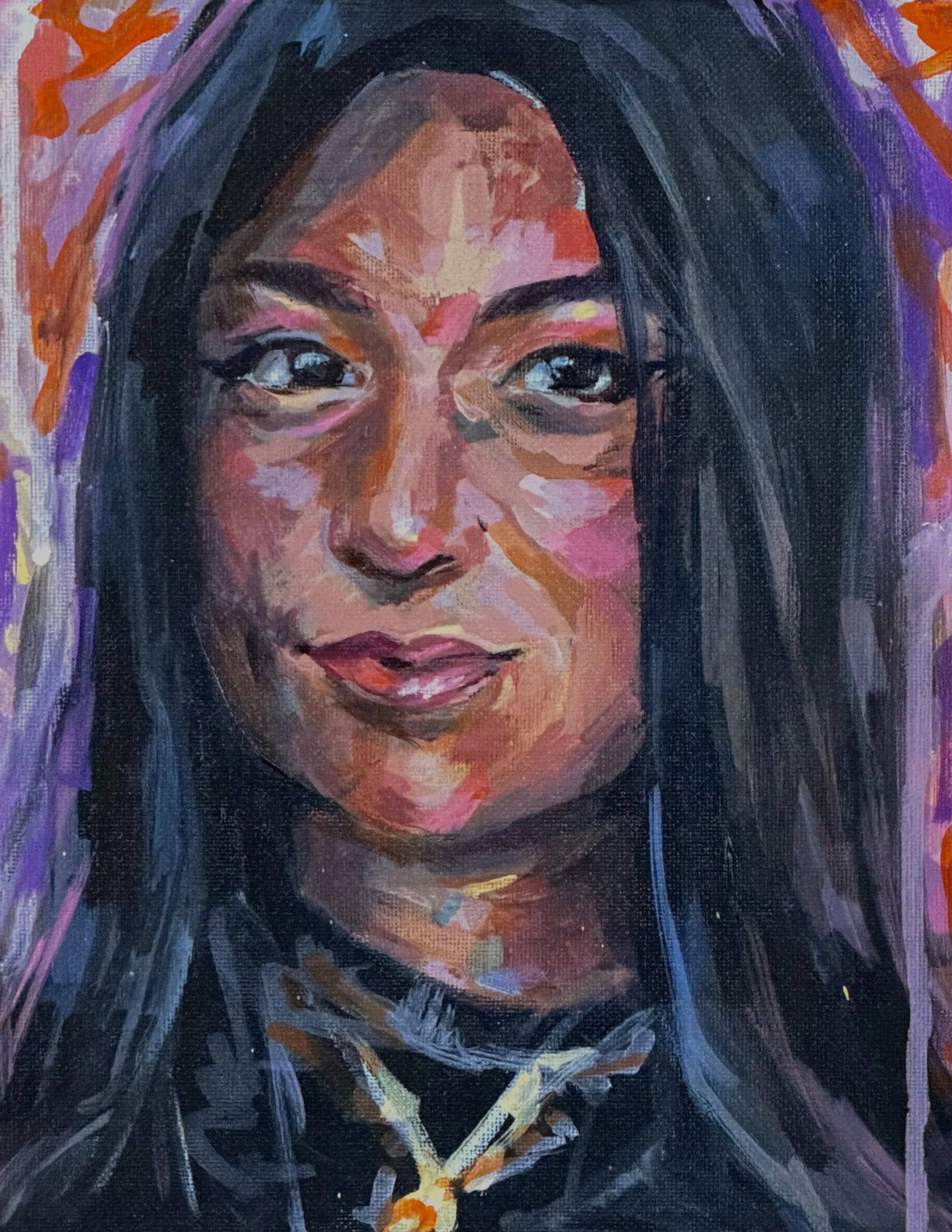 Kazi, 2026. 10" x 8" acrylic on canvas