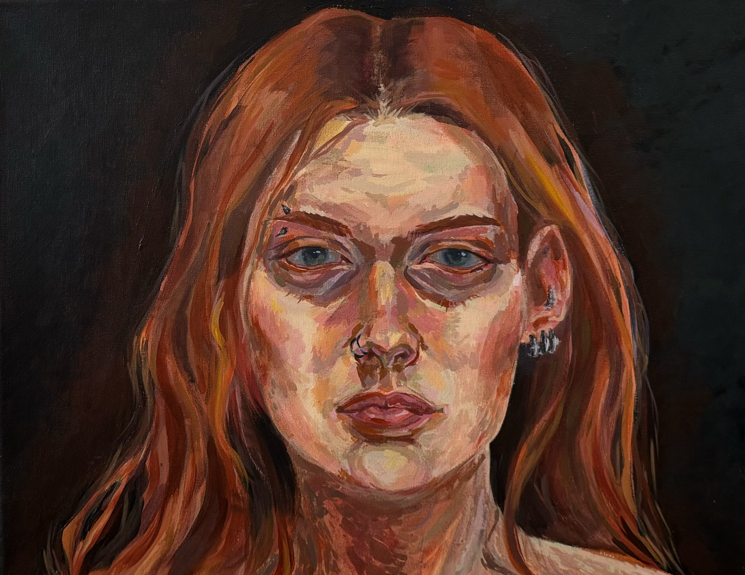 Self-Portrait Study, 2026. Acrylic on canvas, 16x20in.