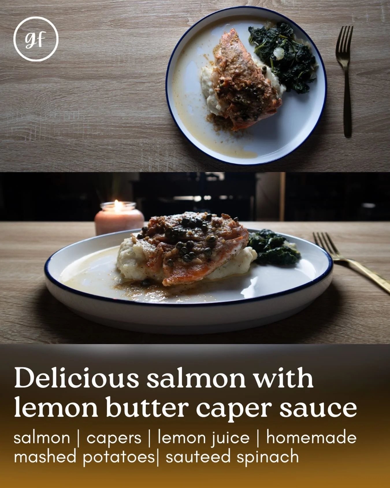 Would you make this for a weeknight or save it for a special occasion? 

Salmon with lemon butter caper sauce, homemade mashed potatoes, and saut&eacute;ed spinach 

Quick tip: use fresh ingredients, especially real lemons and unfrozen salmon. Fresh 