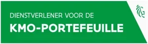Groene banner met witte tekst: Dienstverlener voor de KMO-portfolio.