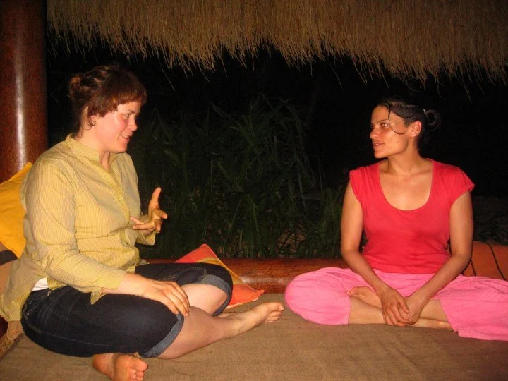 Artist Aster Guinness and Sam Cunningham on yoga retreat in Sri Lanka.