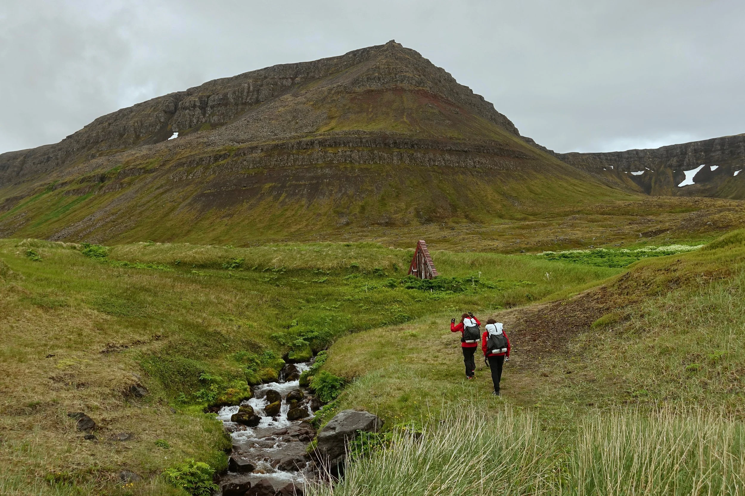 Starting the hike at Saebol in Hornstrandir