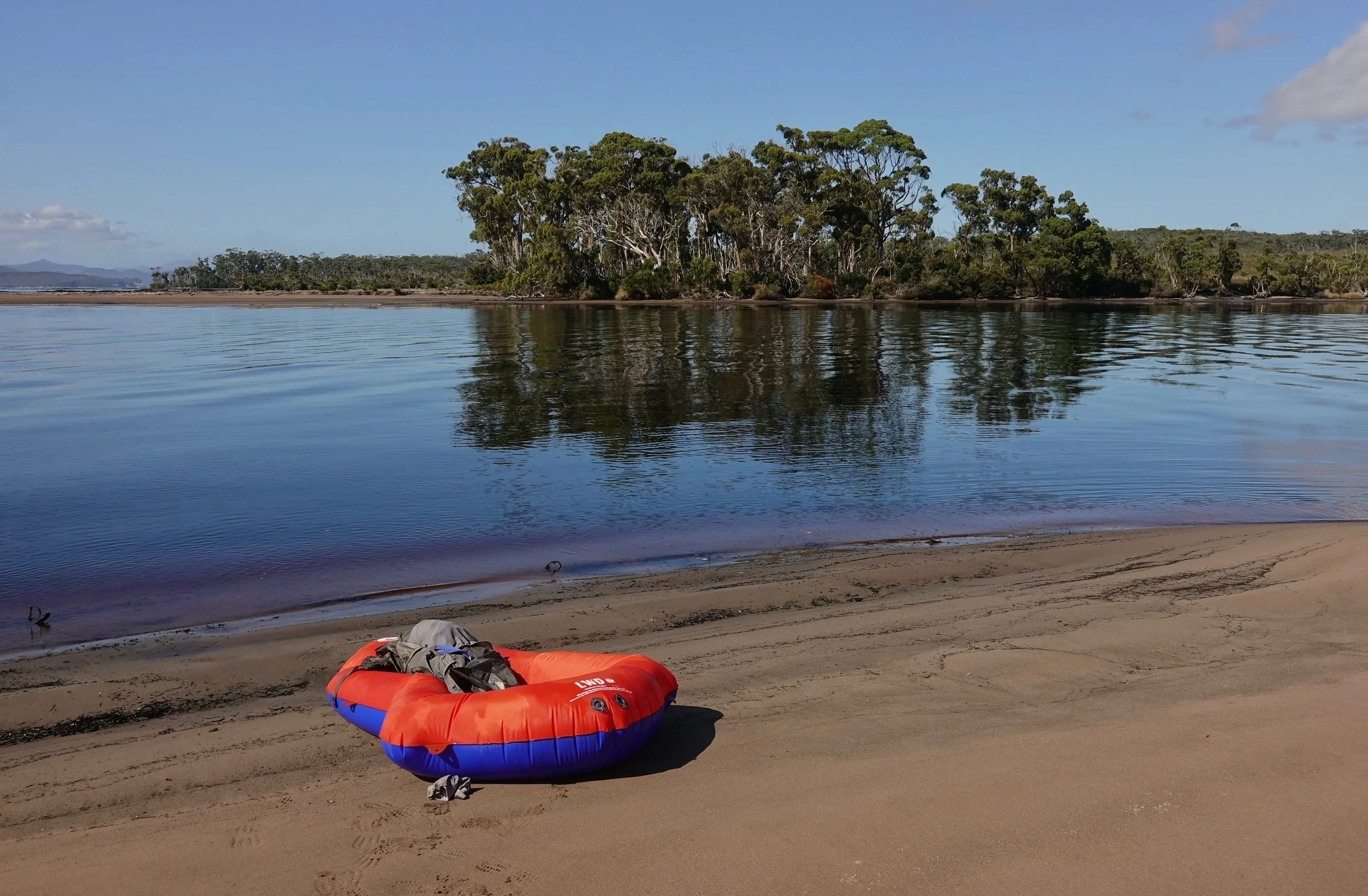 Crossing the Davey River on the west coast walk in Tasmania