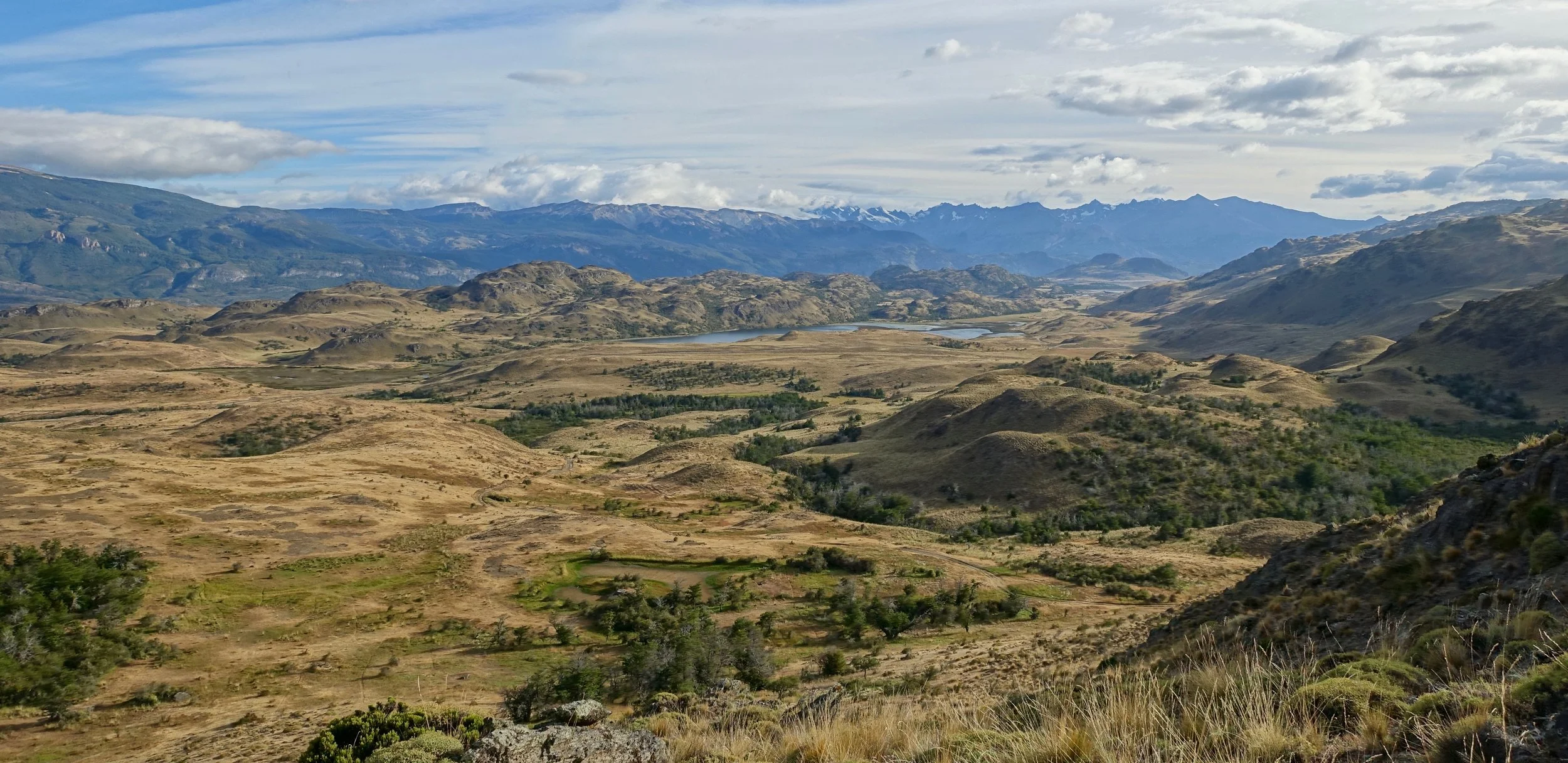 Lagunas Altas hike in Parque Patagonia over the Chacabuco Valley