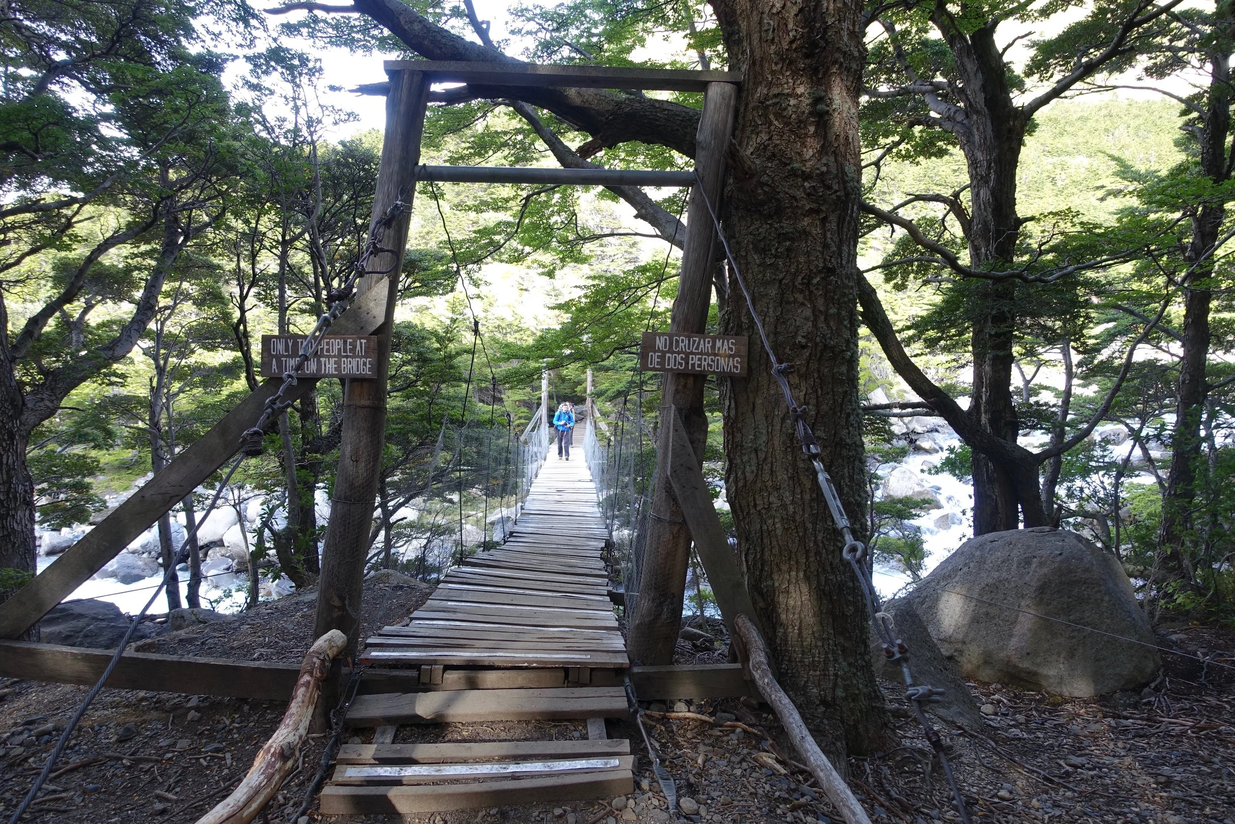 Bridge leading to the French Valley on Torres del Paine hike chile