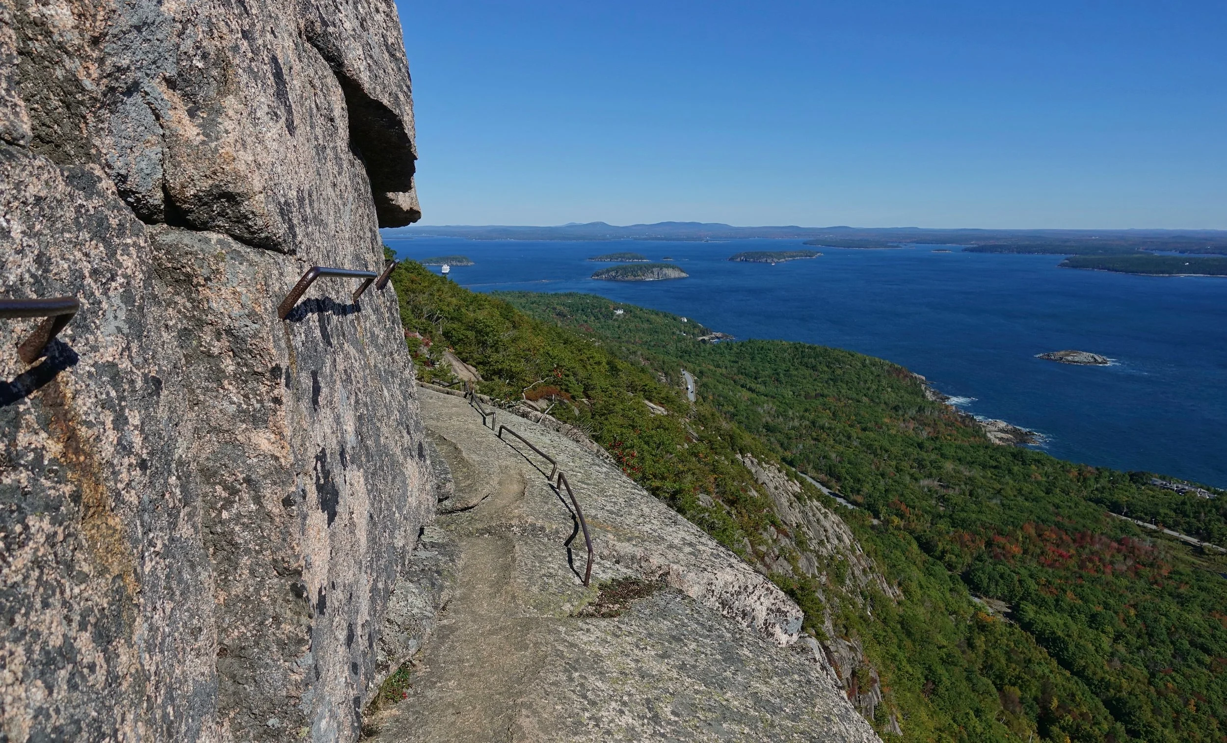 Looking over the Mt Desert Narrows from the Precipice trail