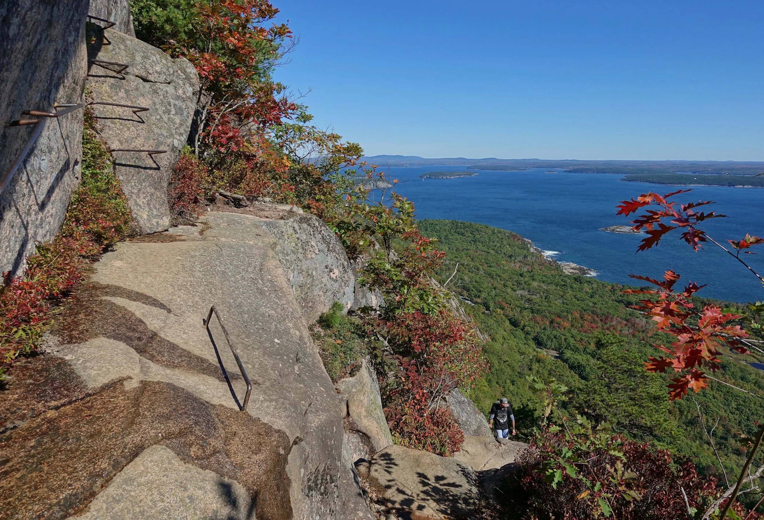 Precipice trail hike up Champlain mountain in Acadia