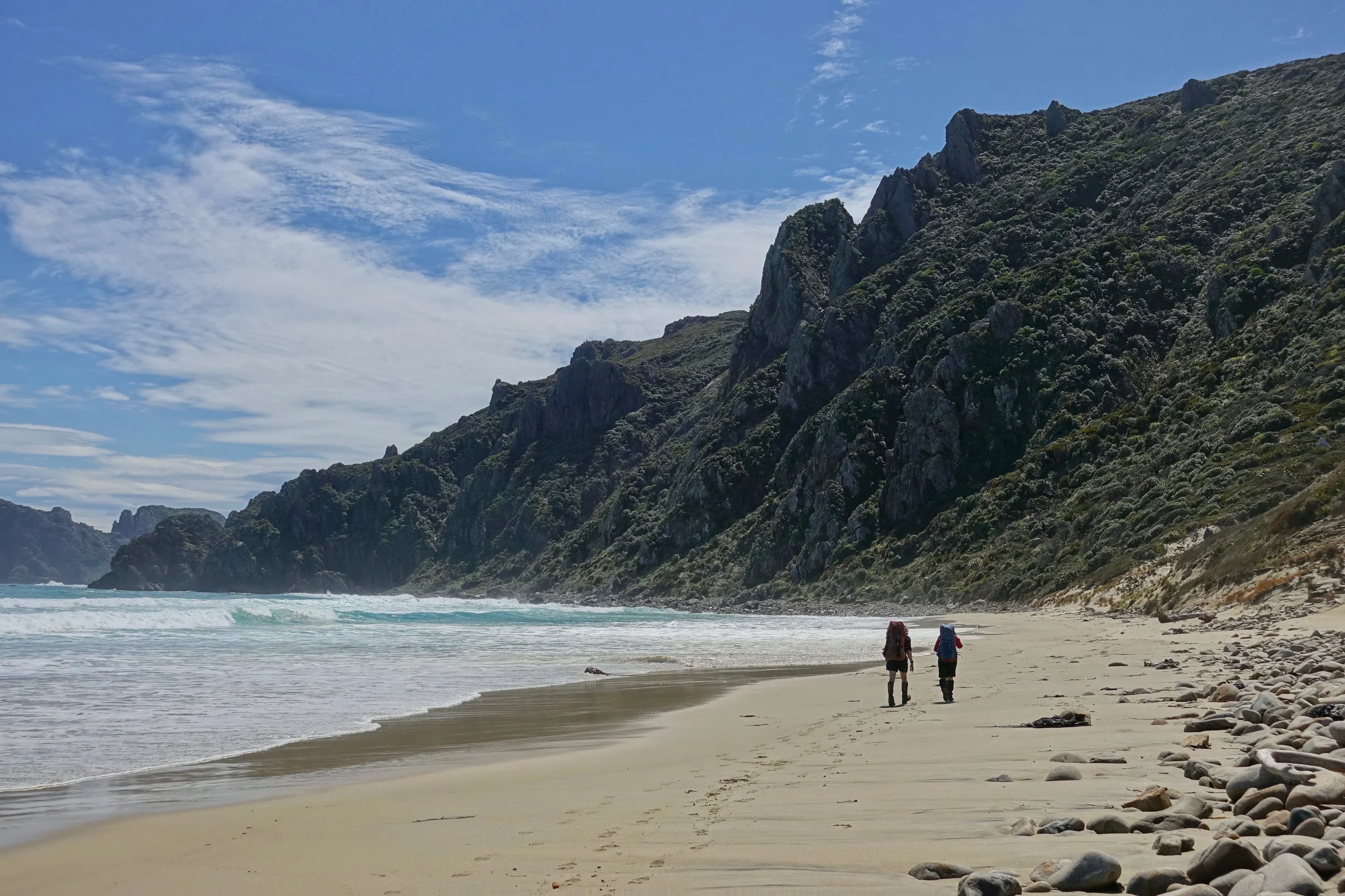 Beach on the Northwest Circuit hike in New Zealand Stewart Island