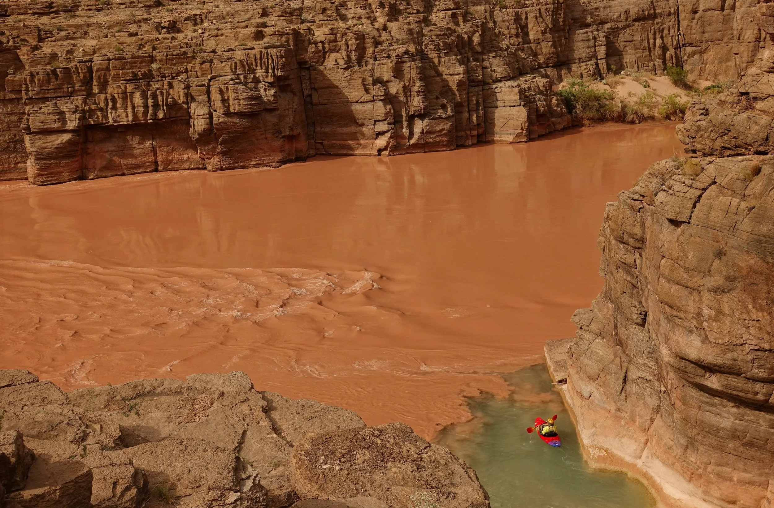 Confluence of Havasu creek and Colorado River in the Grand Canyon Arizona
