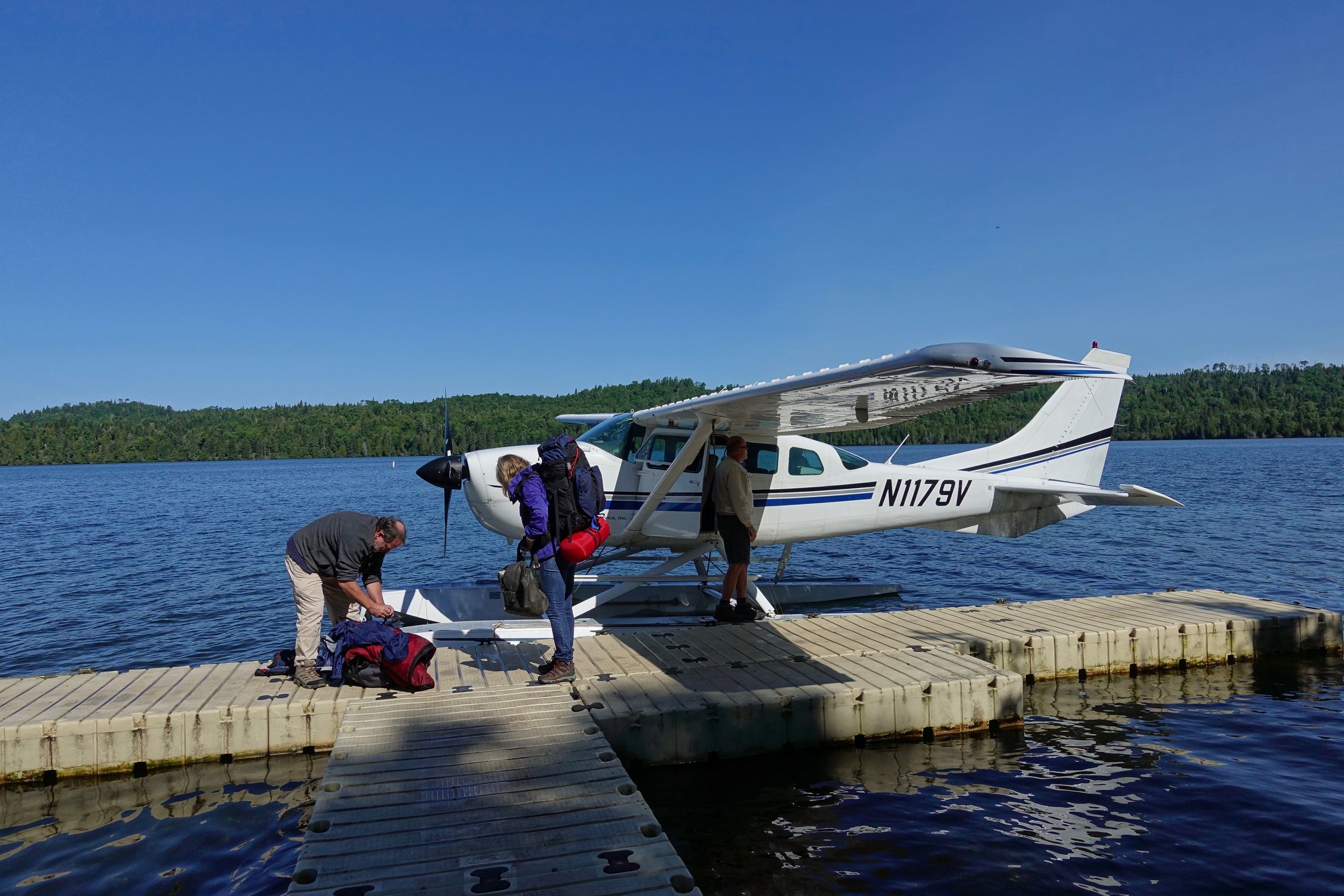 Isle Royale Seaplane starting the hike from Windigo across the National park