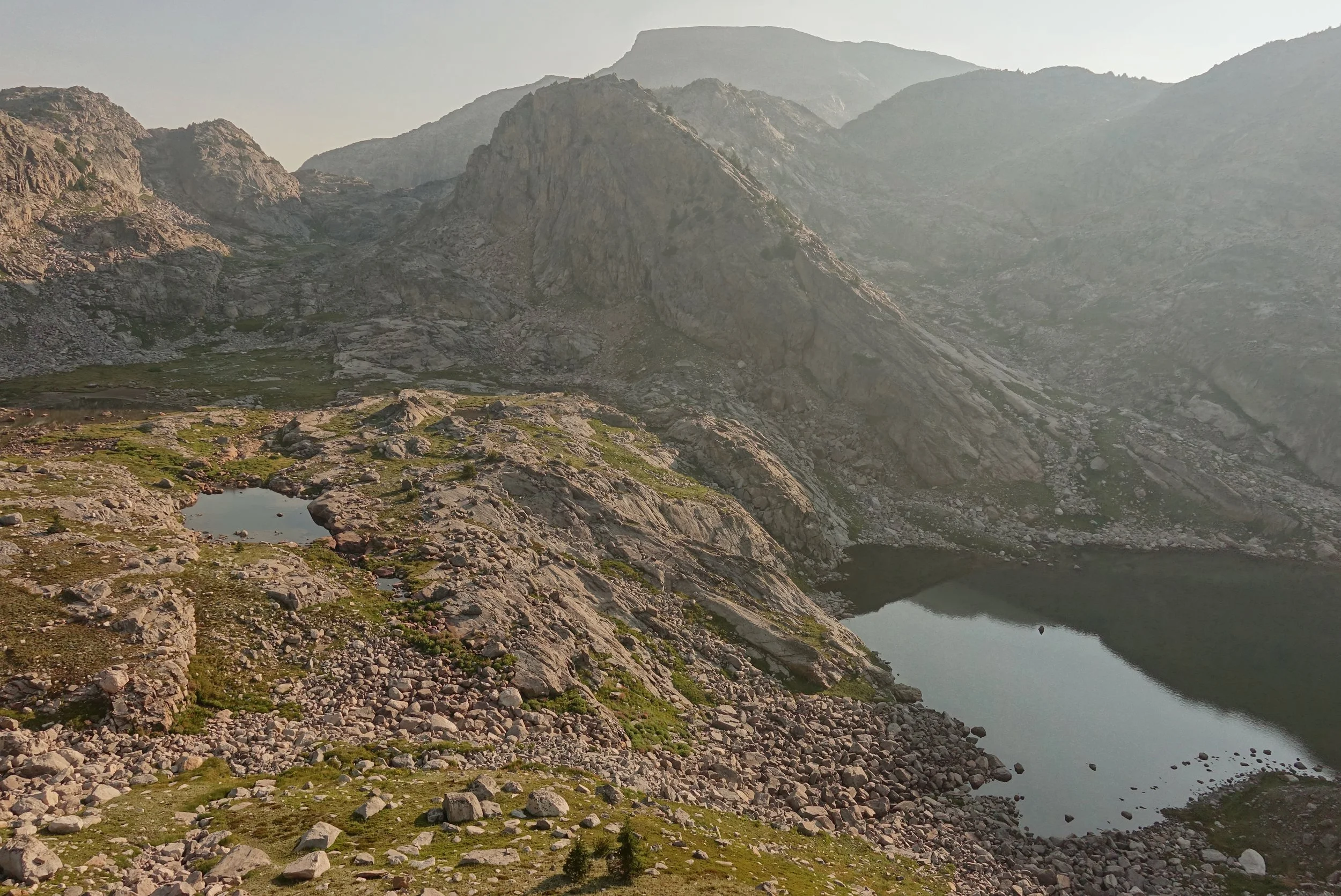 Off trail section of the Beartooth high route climbing Mount Rosebud