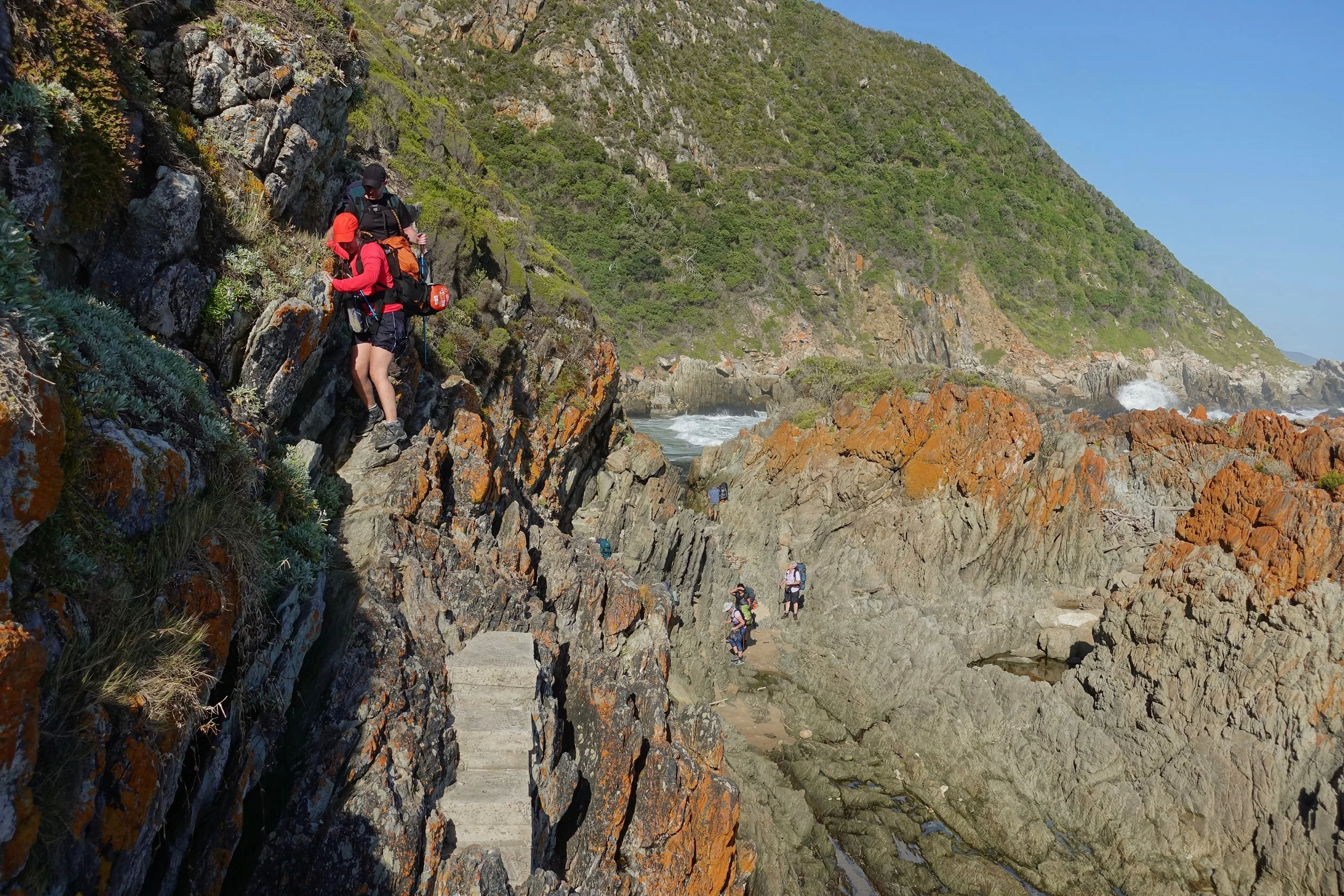 Coming out of the Bloukrans River in South Africa on the Otter Trail hike