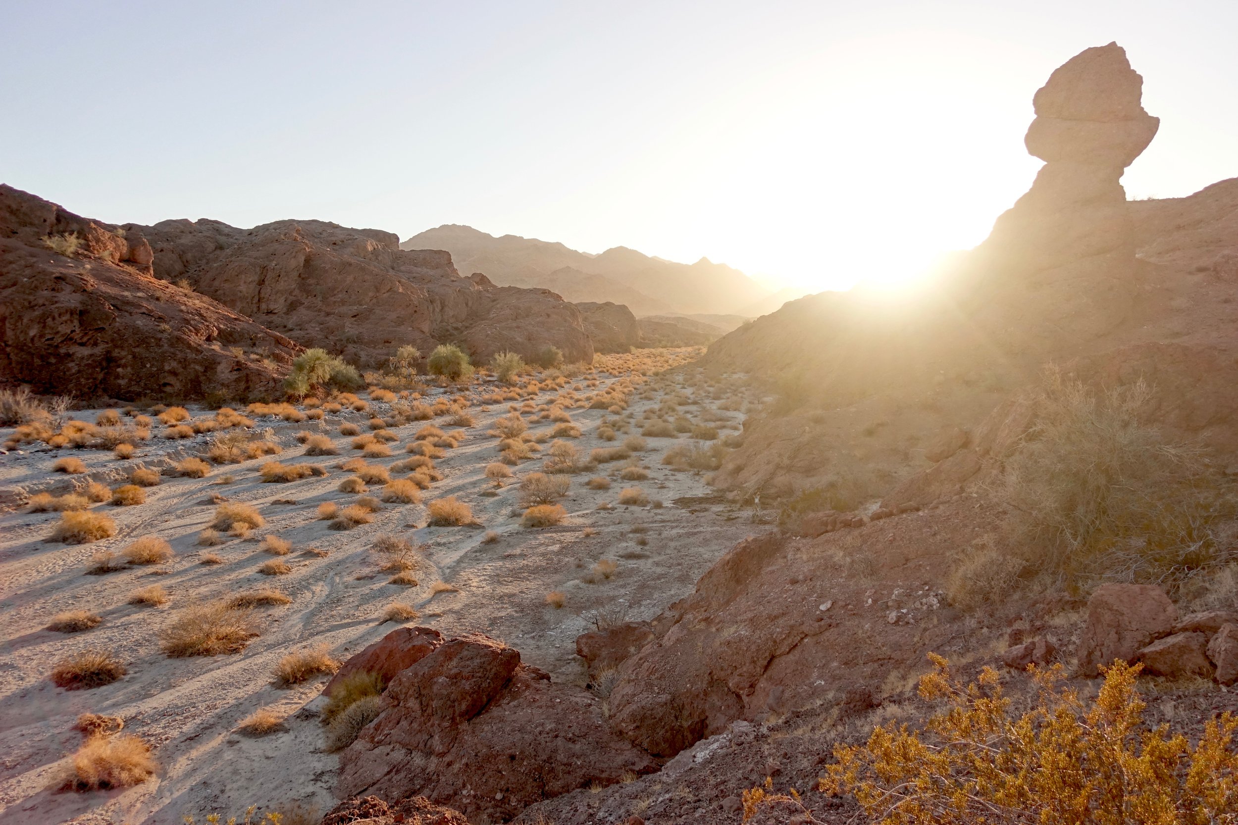 Camping in the Chemehuevi Mountains Wilderness backpacking route in Trampas Wash