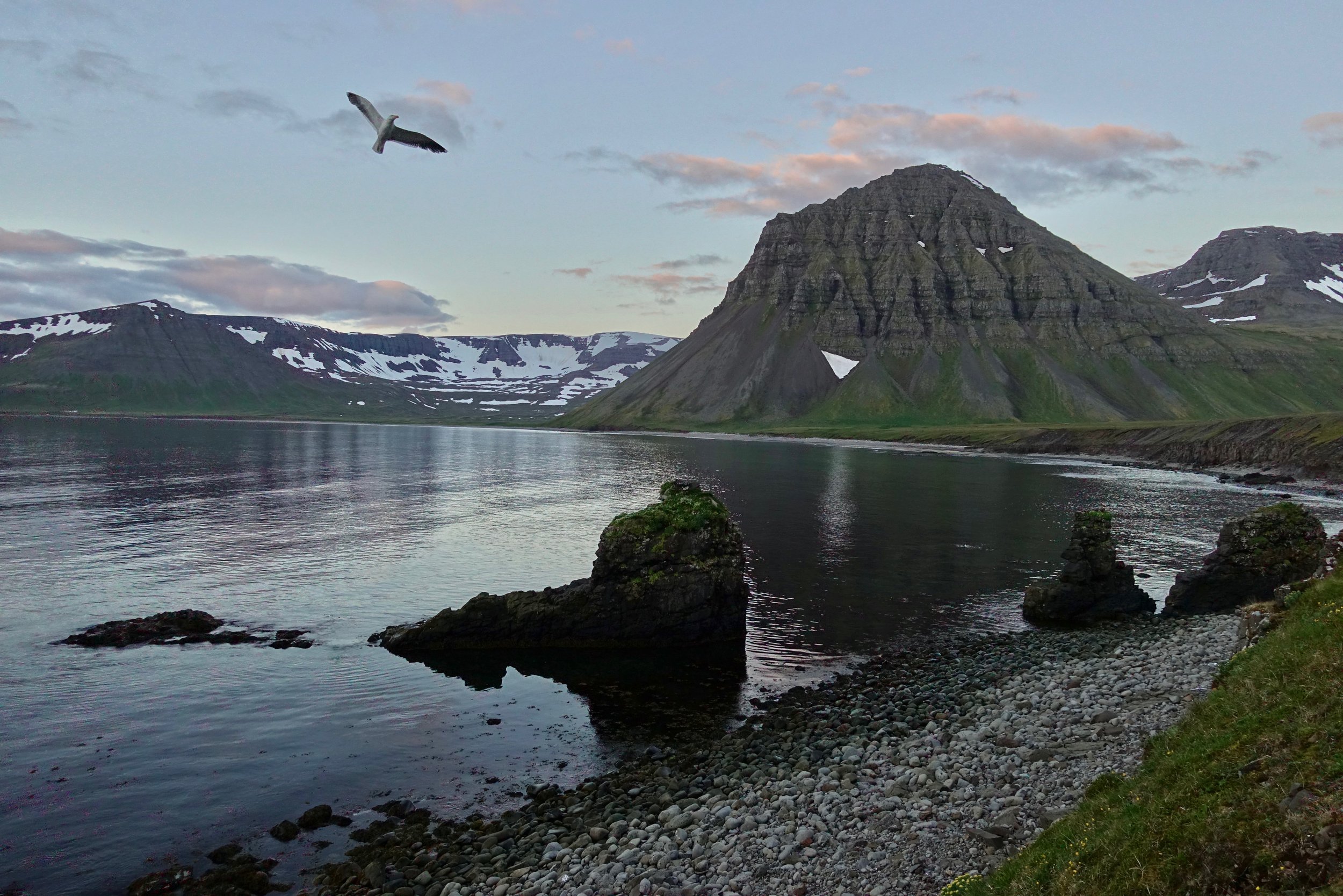 Alfsfell mountain at Haelavik on the hike in Hornstrandir, Iceland