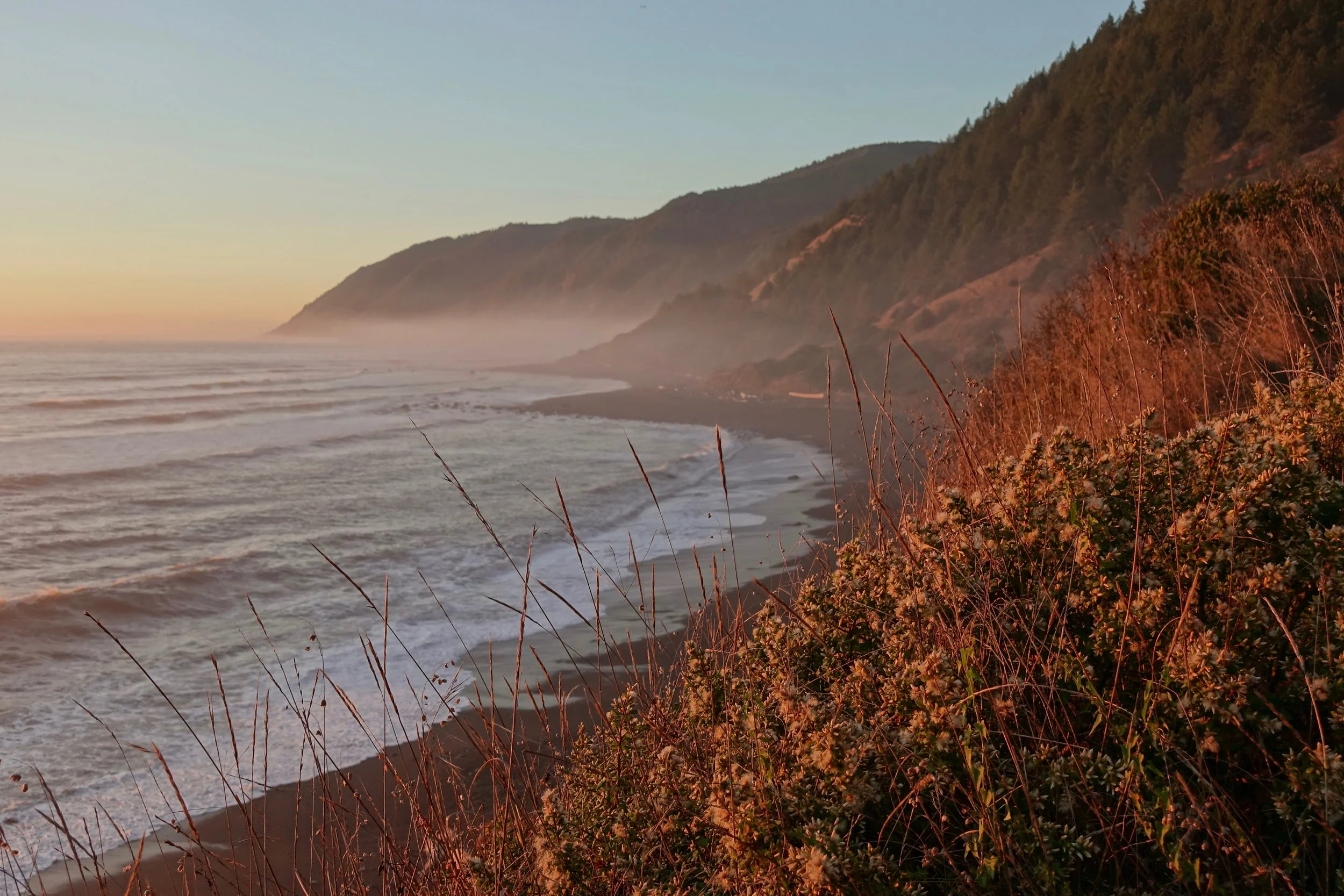 Sunset on the Lost Coast backpacking hike in California
