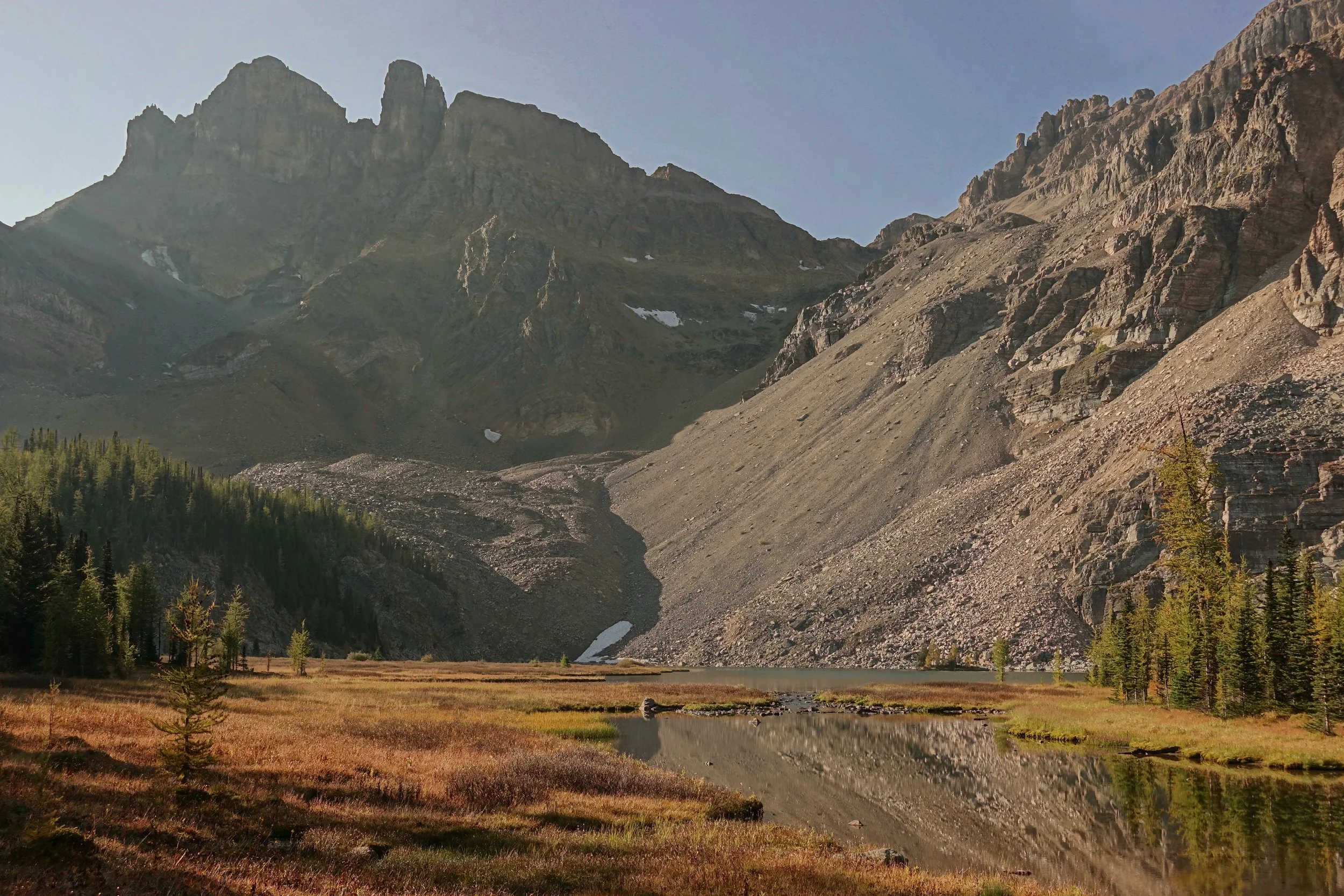 Gog Lake and the Towers in Mount Assiniboine Park in Canada