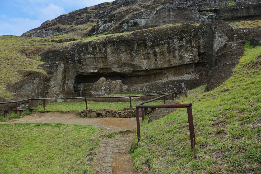 Unfinished moai in the mountain