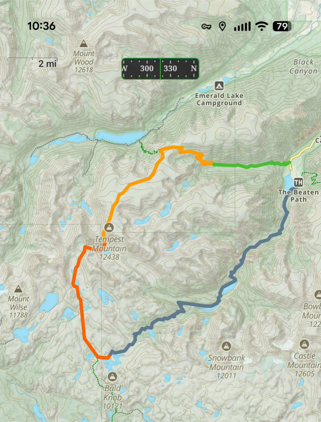 Overview map of Beartooth high route