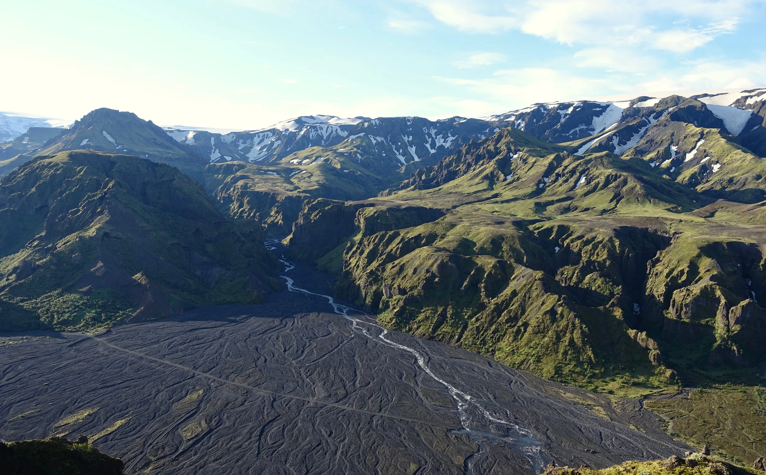 Thorsmork from the peak in Iceland
