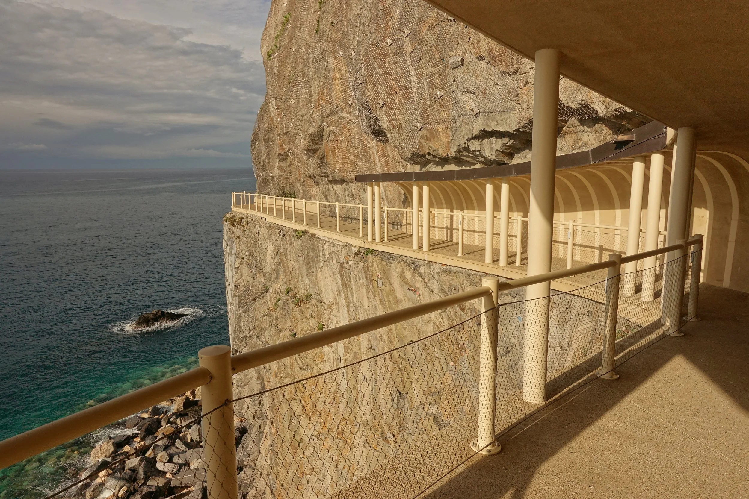 Hiking the cliffside trail on the Cinque Terre in western Italy
