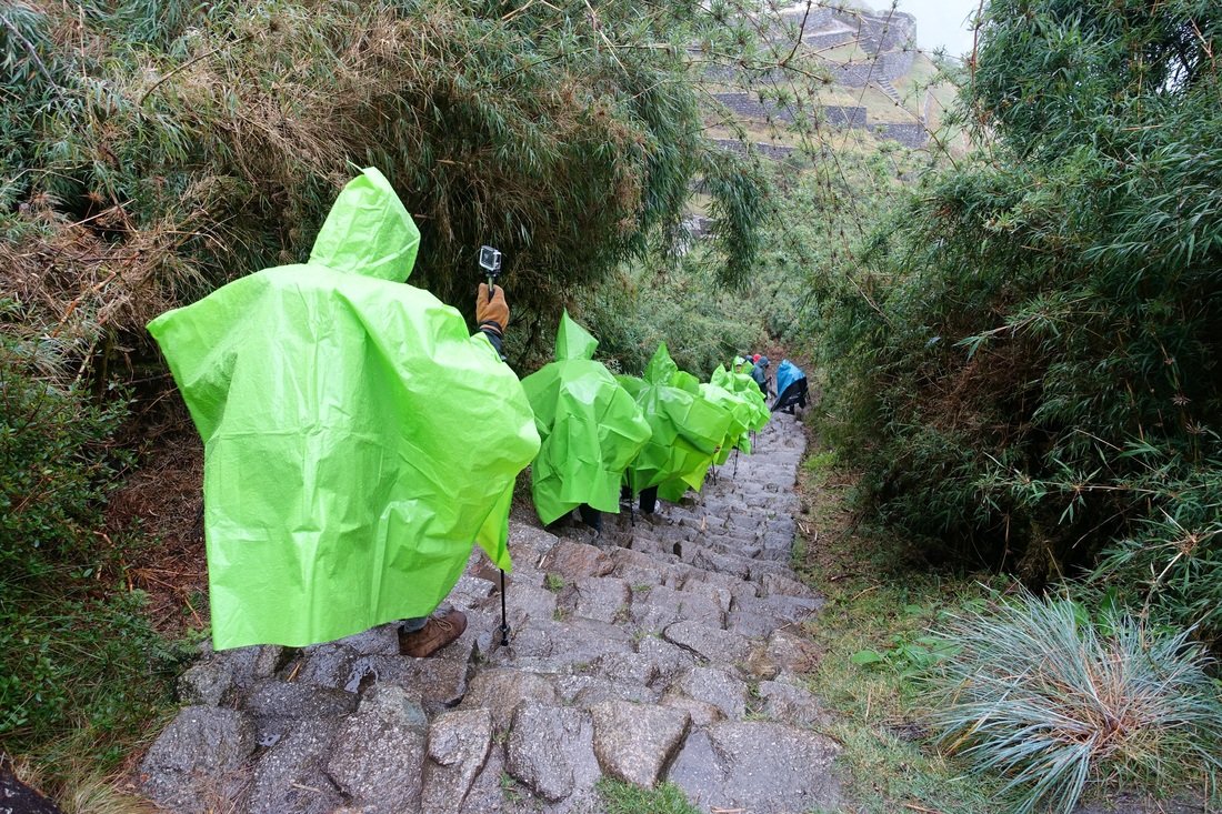 Our group in green ponchos