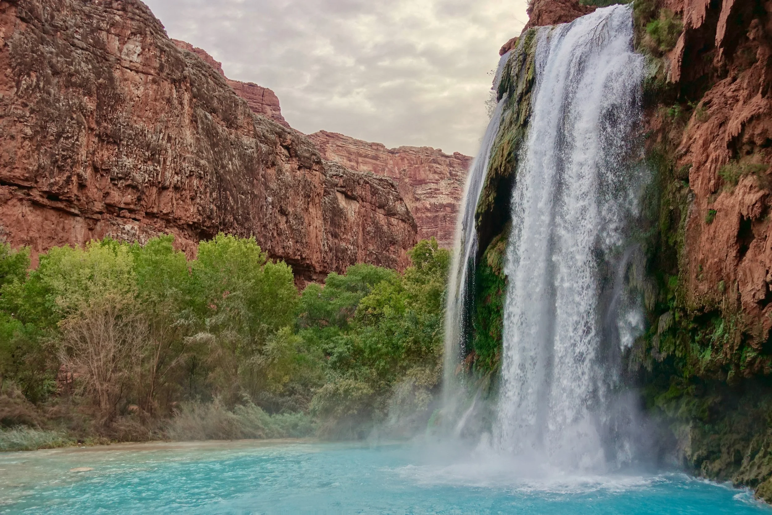 Havasu Falls in Arizona overcast morning