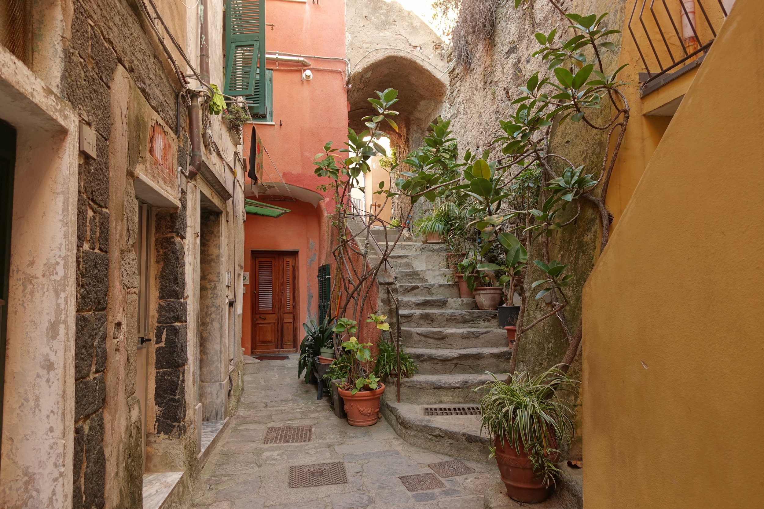 Walkway in the town of Vernazza on Italy's west coast