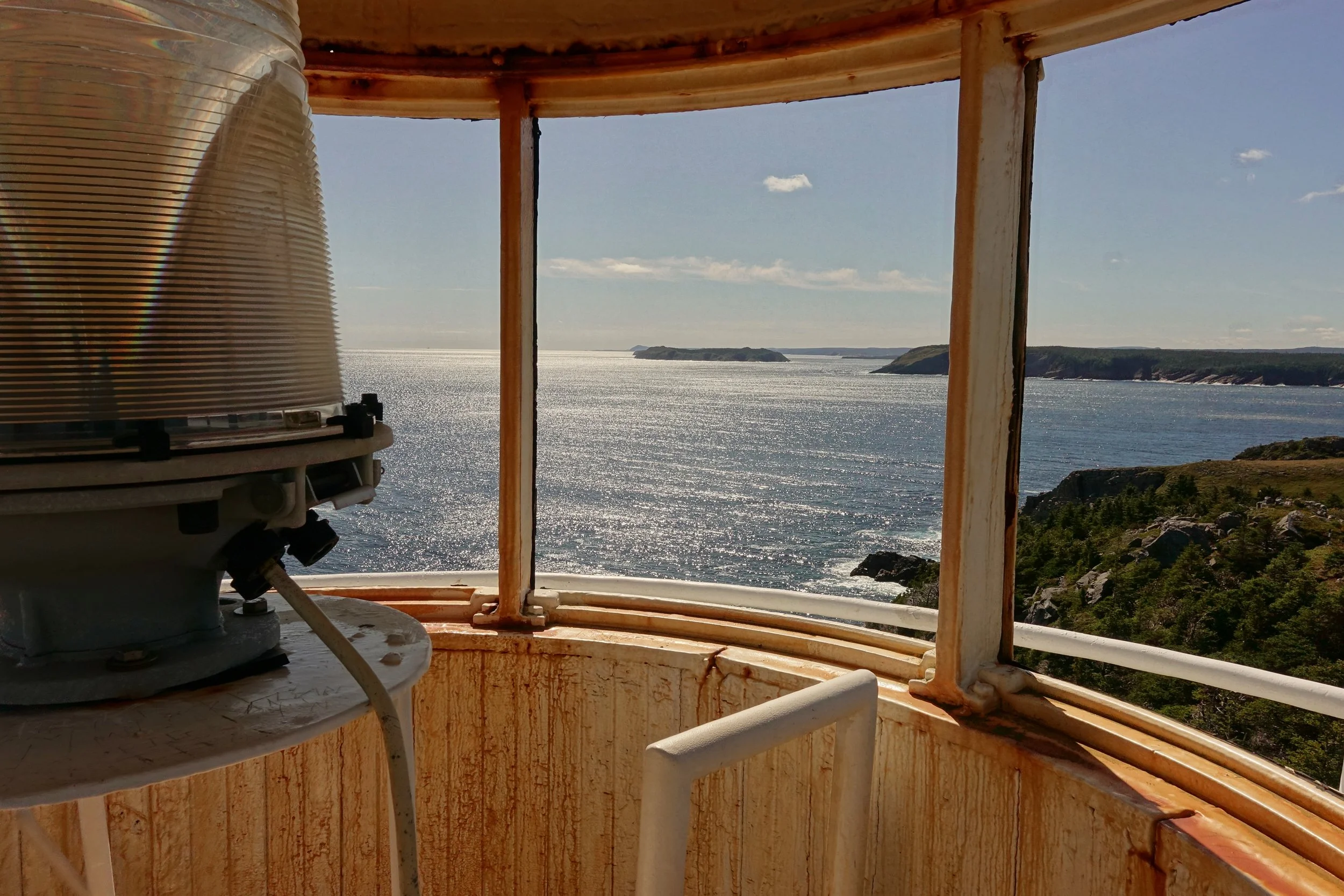 Bulls Bay lighthouse view from the climb on the hike on the East Coast Spout Trail in Newfoundland
