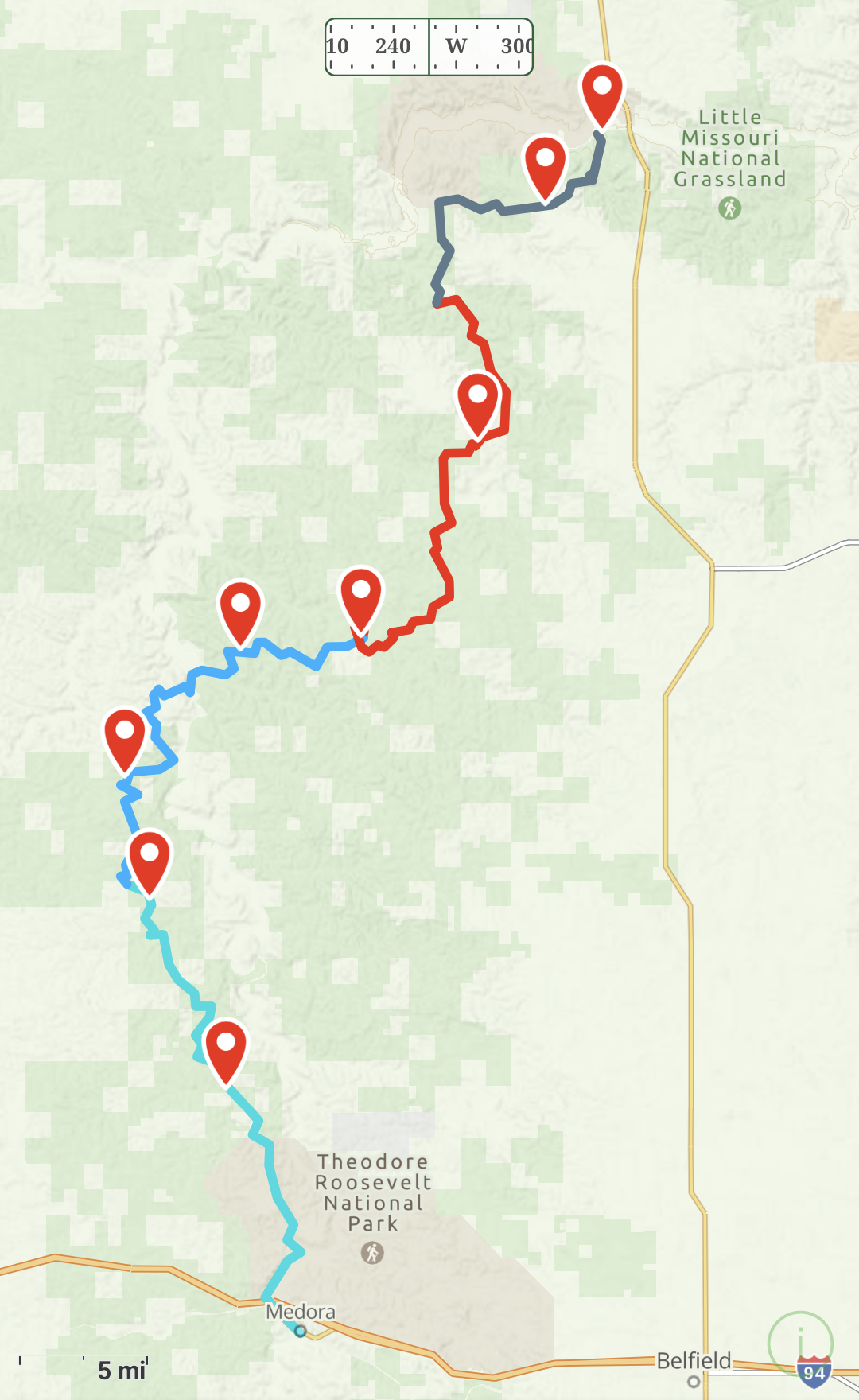 Overview map of the northern Maah Daah Hey Trail
