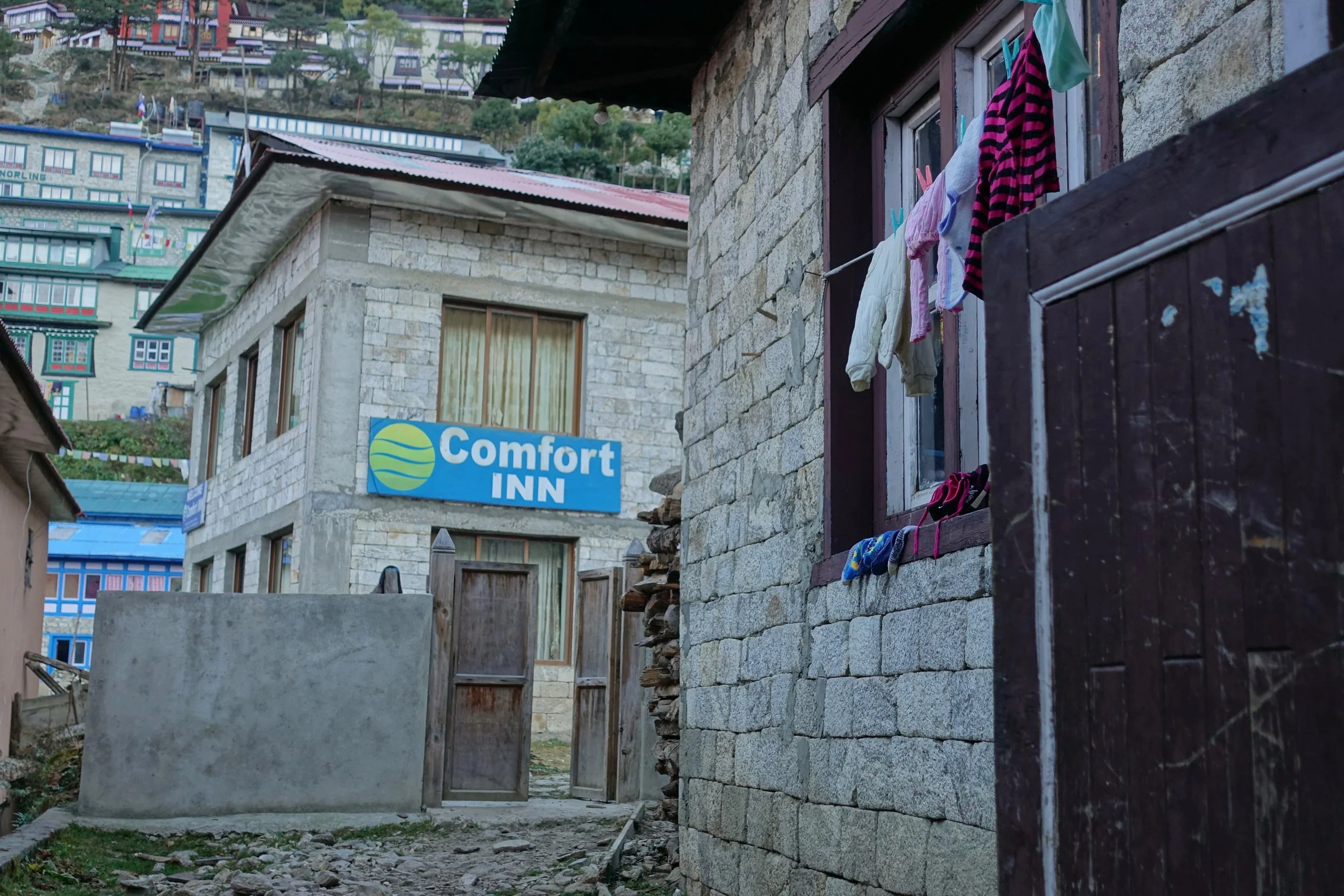 Comfort Inn sign in Namche Bazar