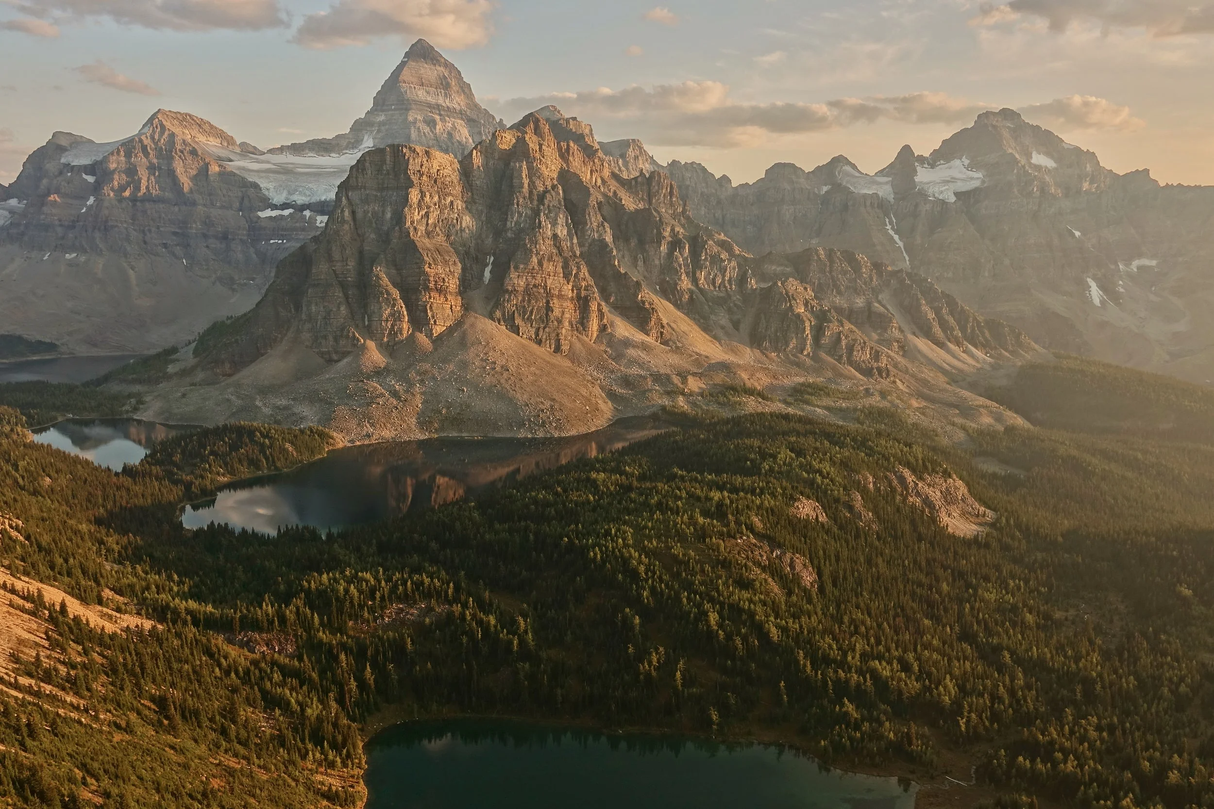 Mount Assiniboine from Nub Peak at sunset in Canada Rockies hike