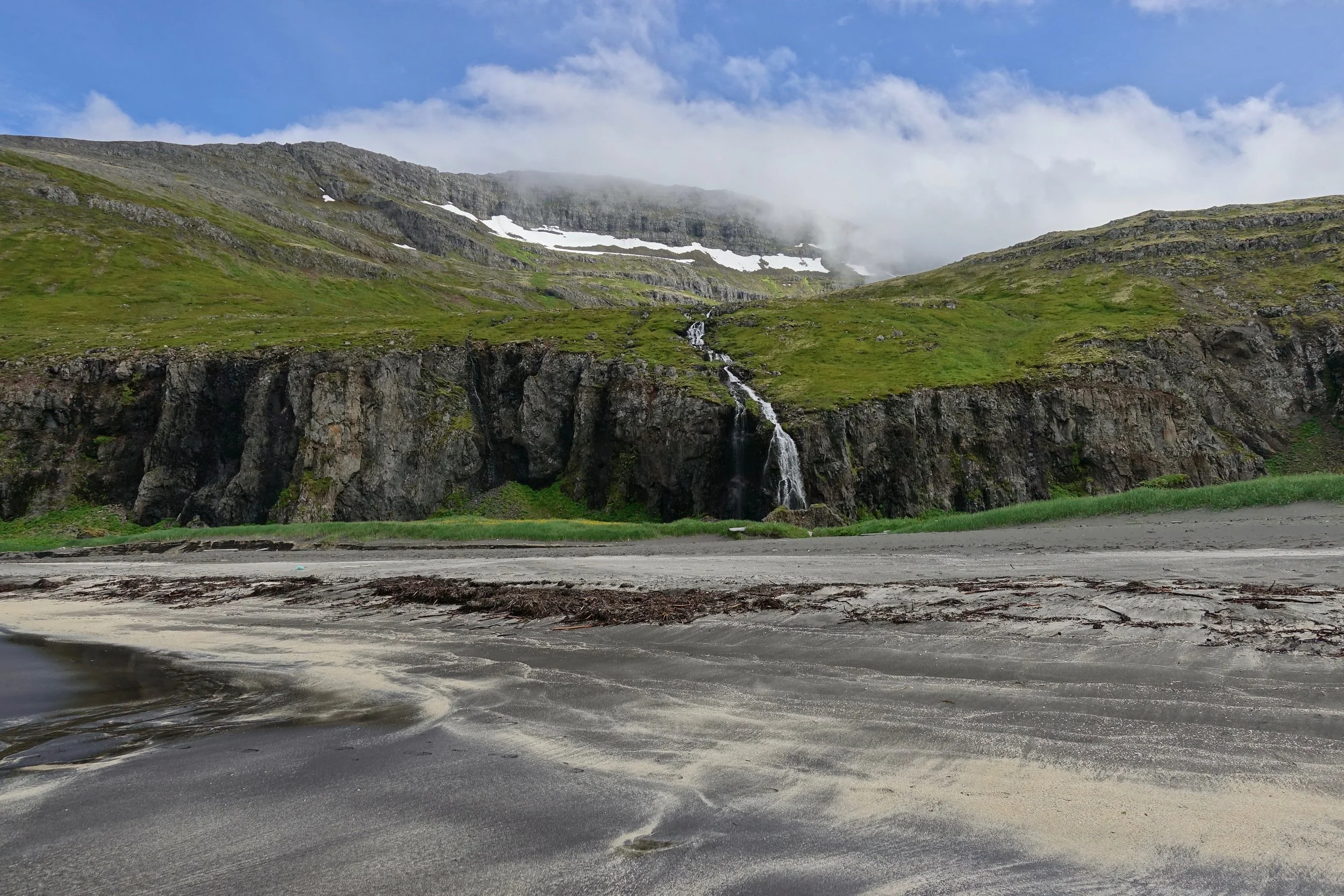 Waterfall near Hofn Iceland hiking