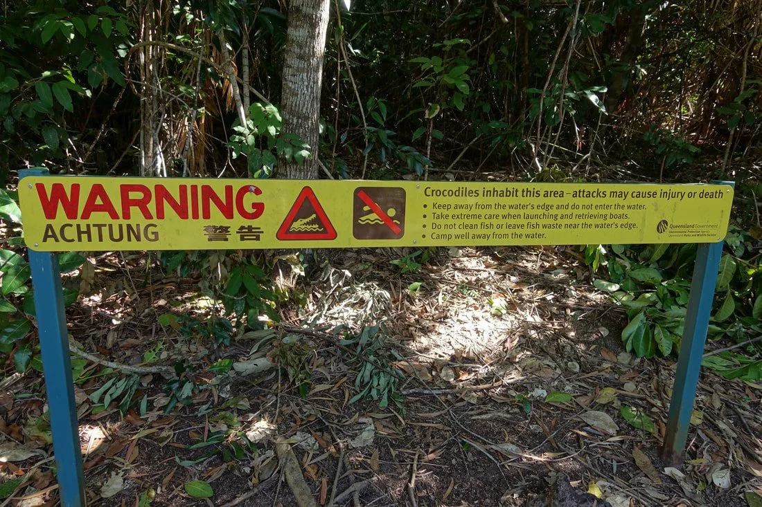 Crocodile warning sign Thorsborne Trail