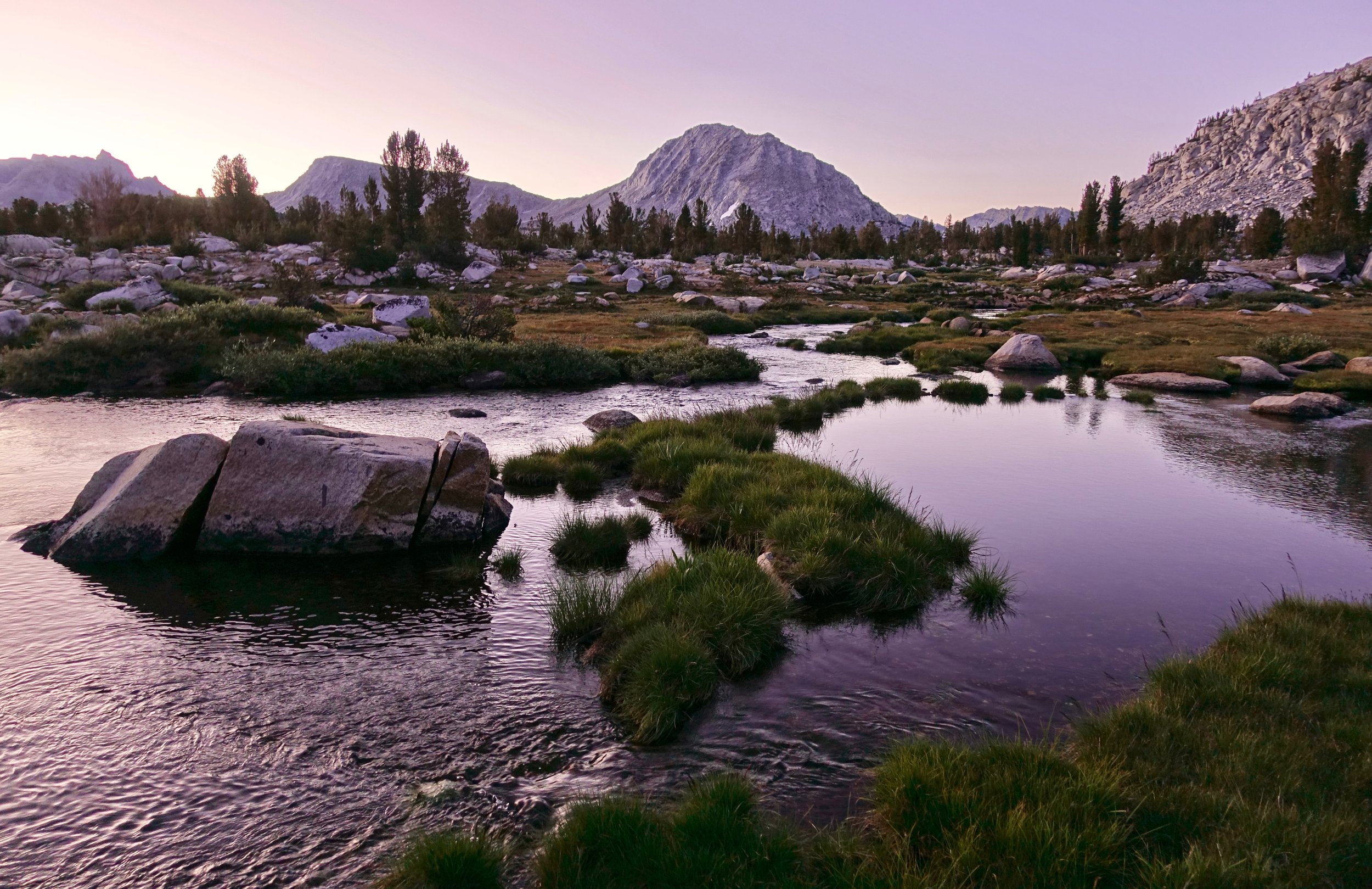 Dawn at the meadow near Merriam Lake on the Sierra High Route
