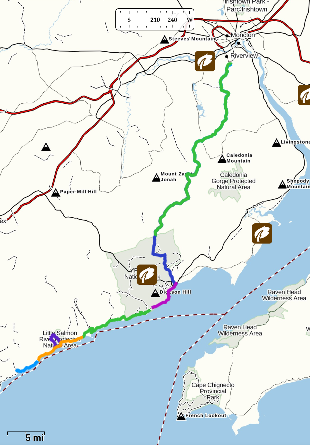Map of the walk Fundy Footpath