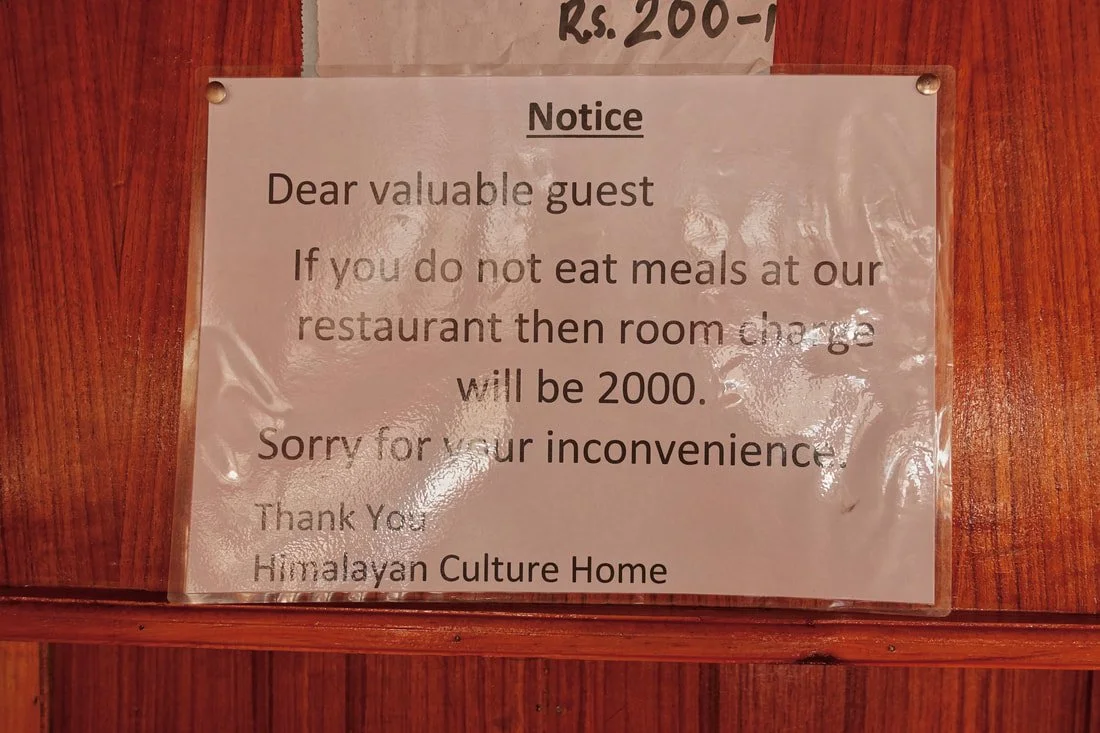 Room charges at mount everest