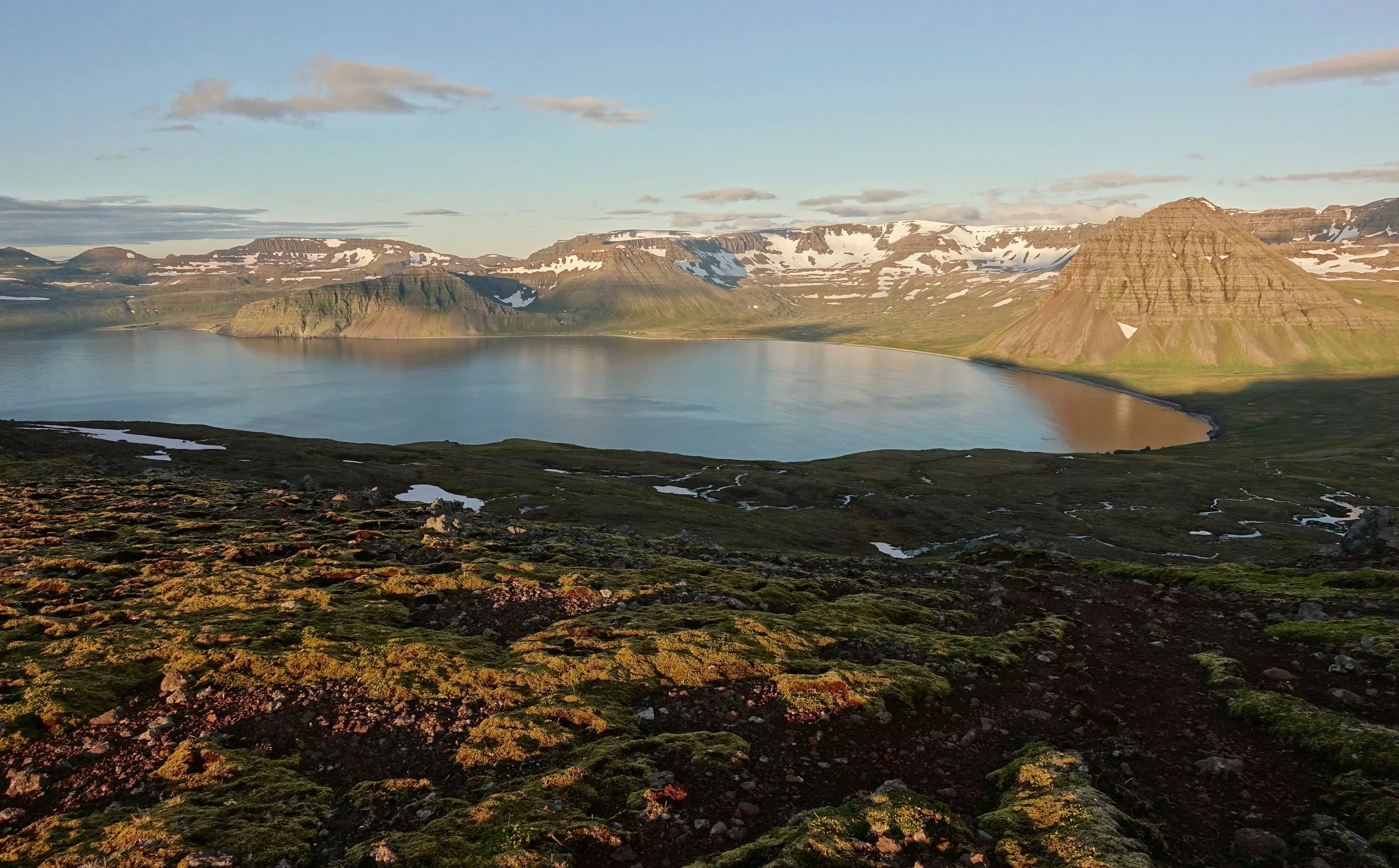 Looking towards Haelavik from Almenningaskard Pass in Hornstrandir, Iceland